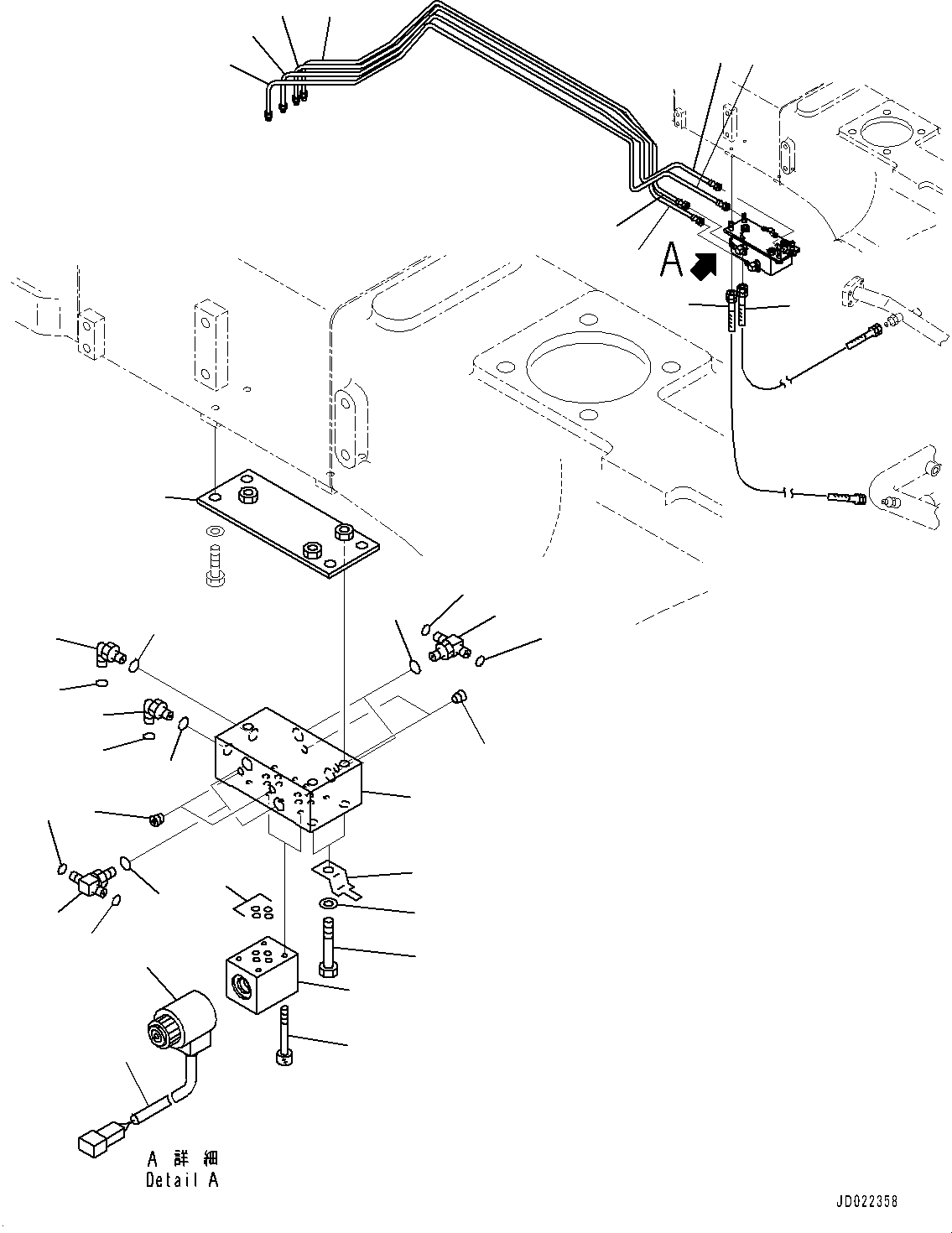 Komatsu parts book diagram for HD465-7E1 S/N 20001-UP (For EU): AUTOMATIC SUSPENSION PIPING, SOLENOID VALVE (#20001-)