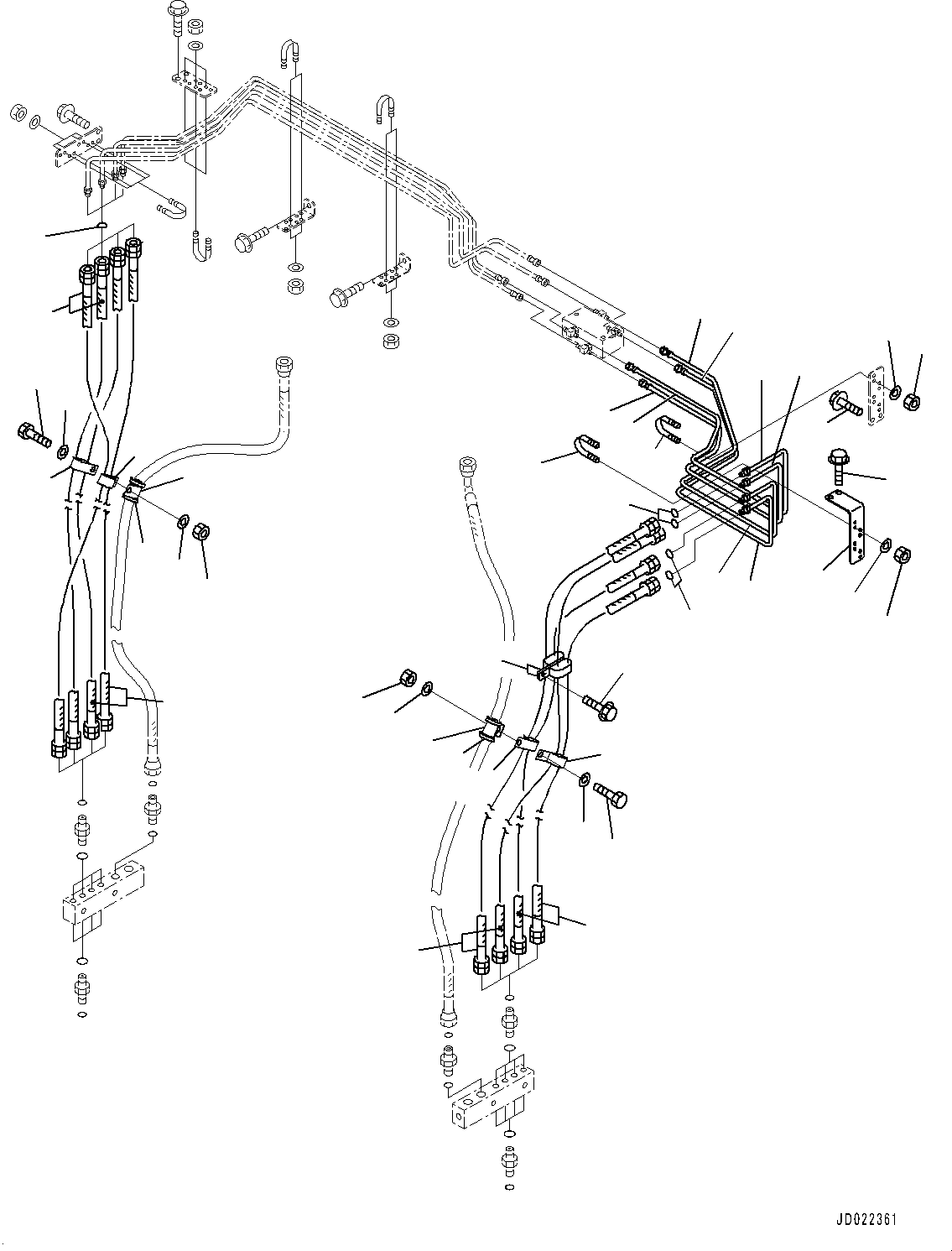Komatsu parts book diagram for HD465-7E1 S/N 20001-UP (For EU): AUTOMATIC SUSPENSION PIPING, PIPING (#20001-)