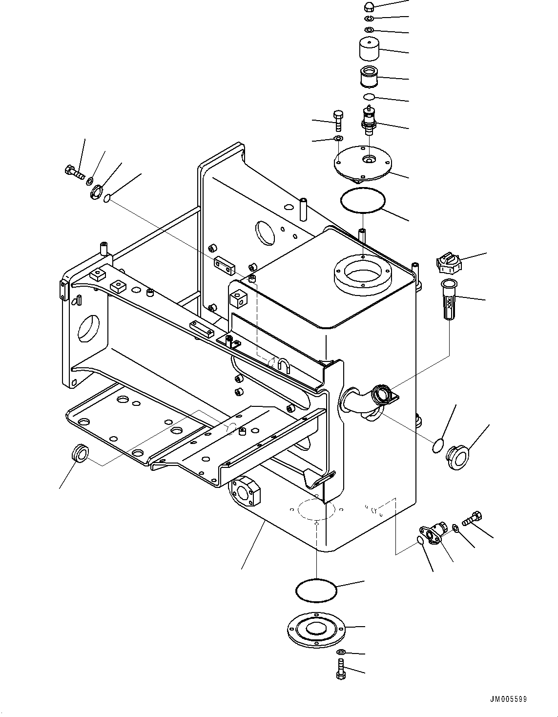 Komatsu parts book diagram for HD465-7E1 S/N 20001-UP (For EU): HYDRAULIC TANK, TANK (#20005-)