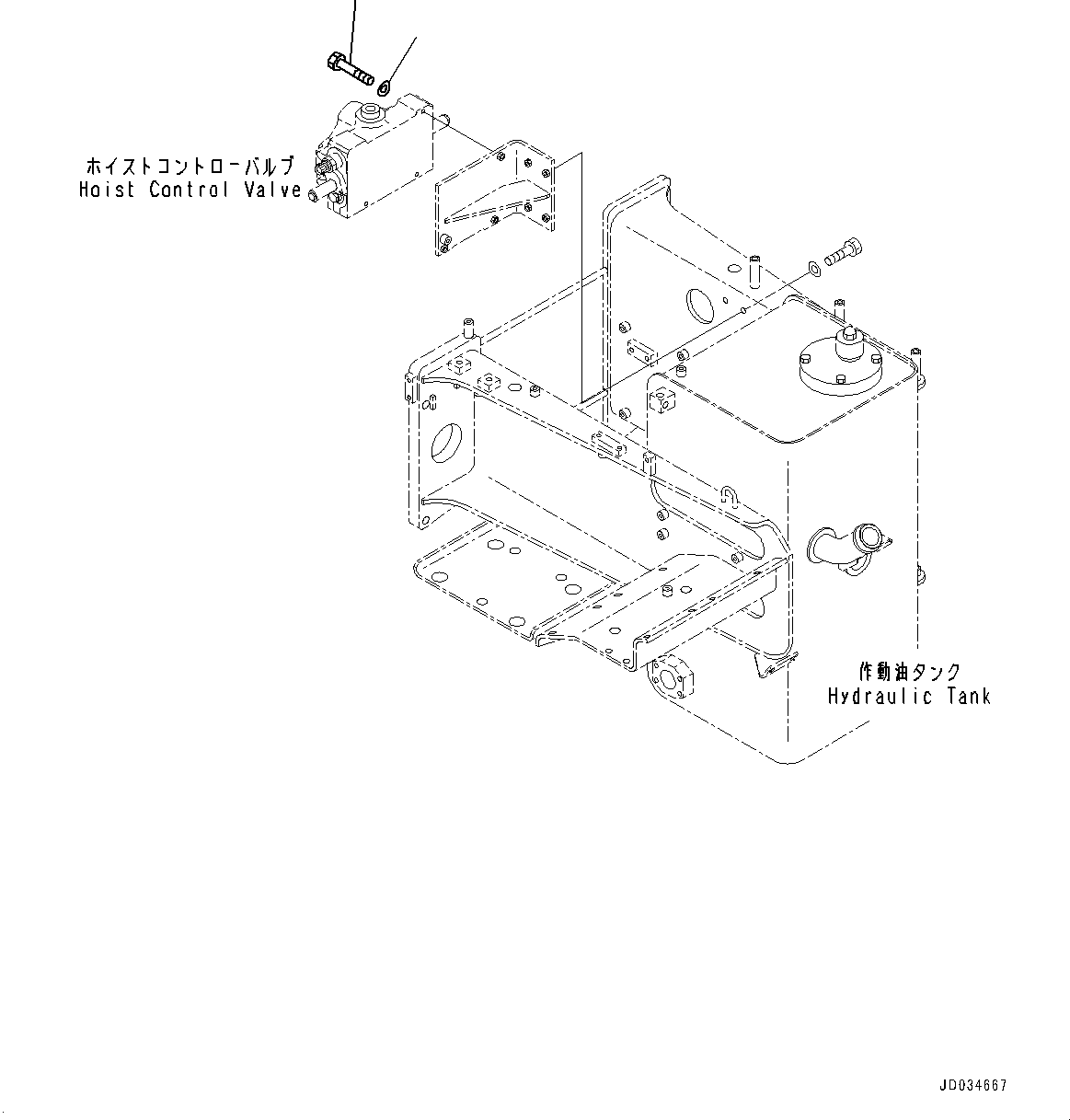 Komatsu parts book diagram for HD465-7E1 S/N 20001-UP (For EU): HYDRAULIC TANK, MOUNTING (1/10) (#20001-)