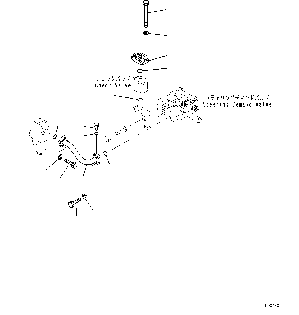 Komatsu parts book diagram for HD465-7E1 S/N 20001-UP (For EU): HYDRAULIC TANK, STEERING AND HOIST PIPING (2/6) (#20001-)