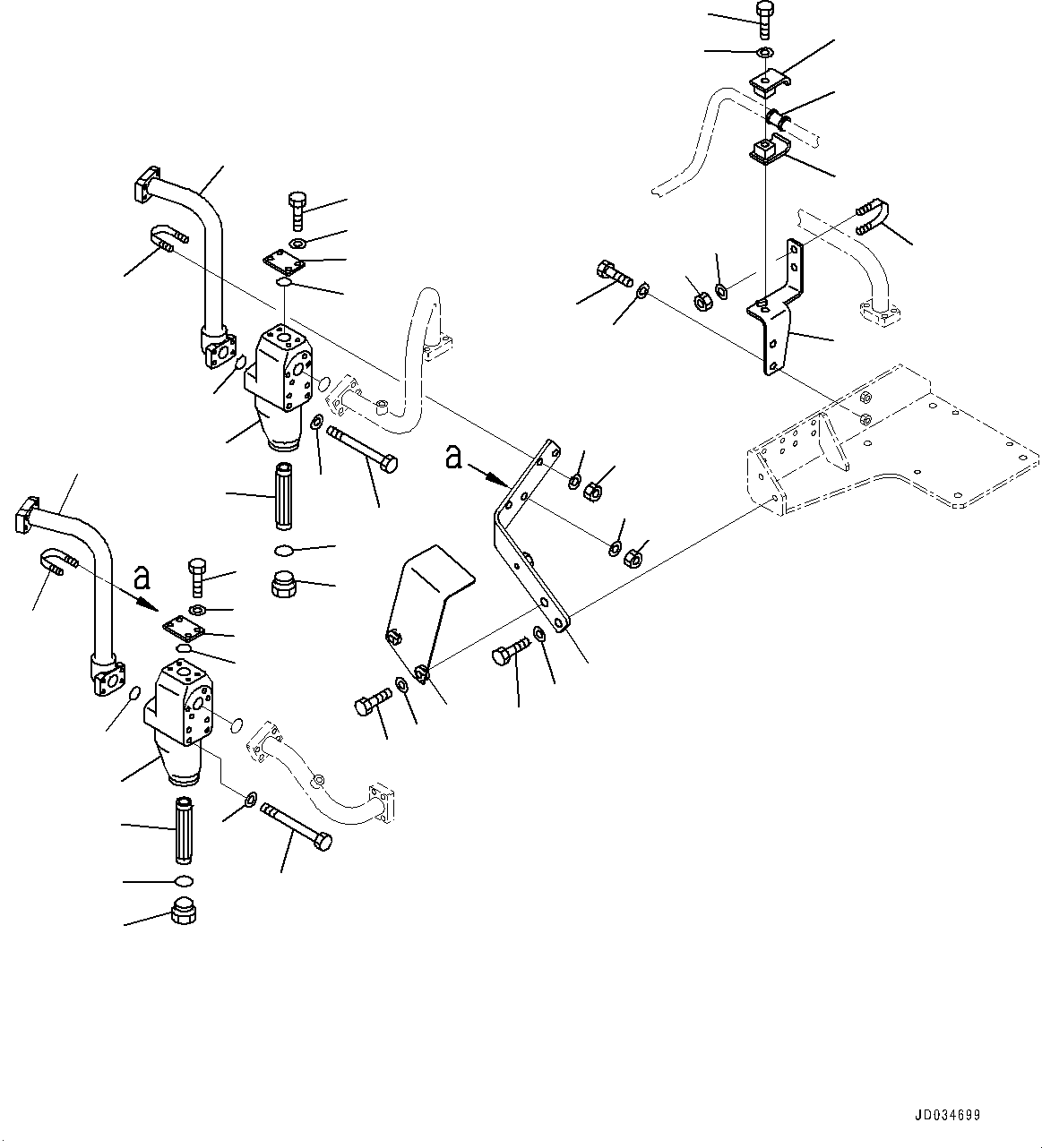 Komatsu parts book diagram for HD465-7E1 S/N 20001-UP (For EU): HYDRAULIC TANK, STEERING AND HOIST PIPING (5/6) (#20001-)