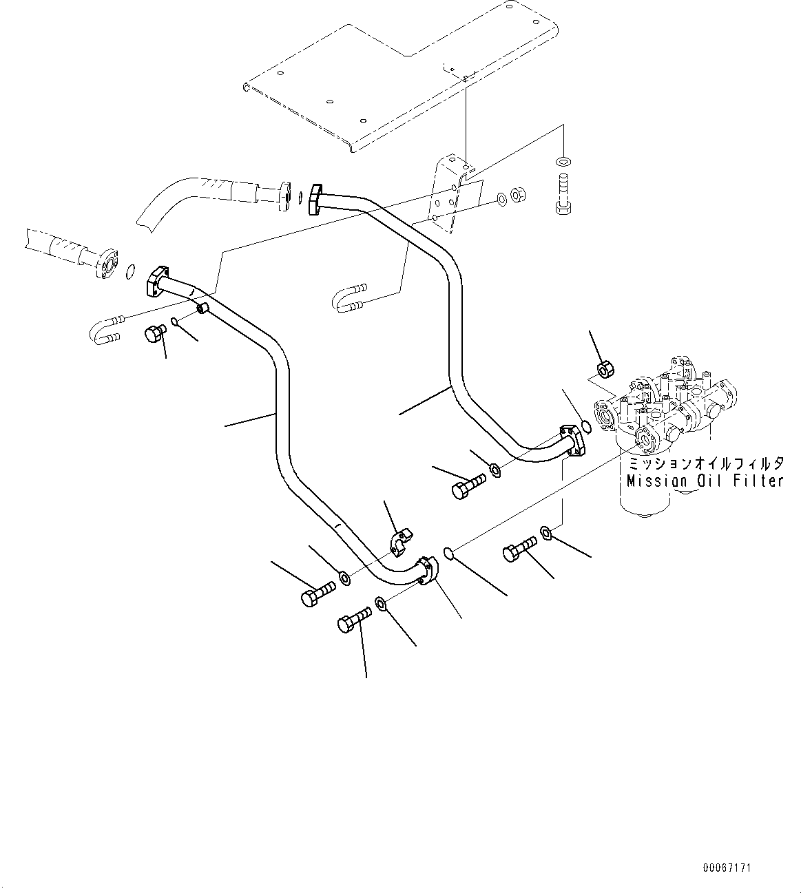 Komatsu parts book diagram for HD465-7E1 S/N 20001-UP (For EU): HYDRAULIC TANK, TRANSMISSION PIPING (#20001-)