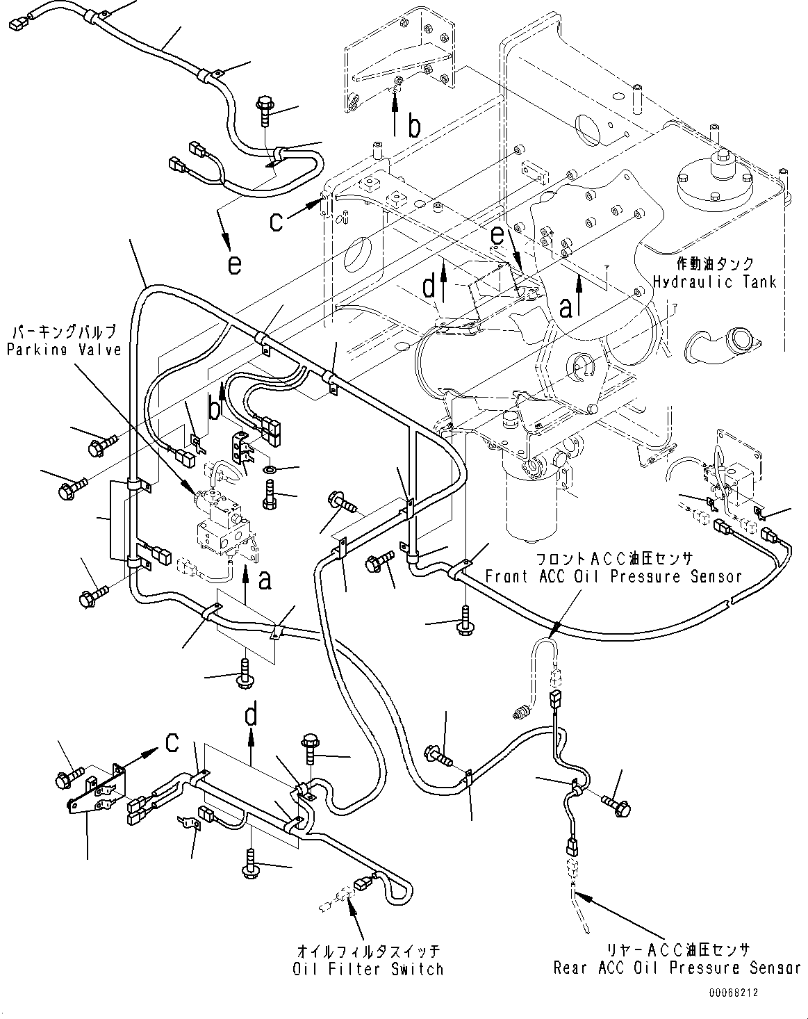 Komatsu parts book diagram for HD465-7E1 S/N 20001-UP (For EU): HYDRAULIC TANK, WIRING HARNESS (#20001-)