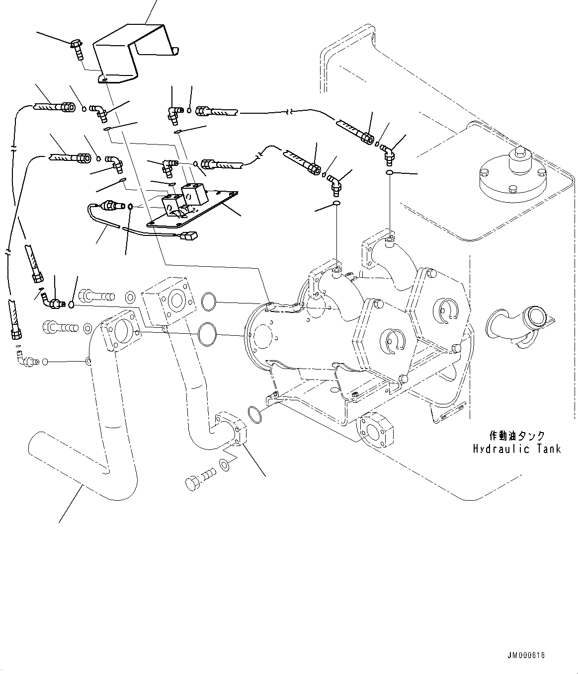 Komatsu parts book diagram for HD465-7E1 S/N 20001-UP (For EU): HYDRAULIC TANK, OIL FILTER SENSOR (#20001-)
