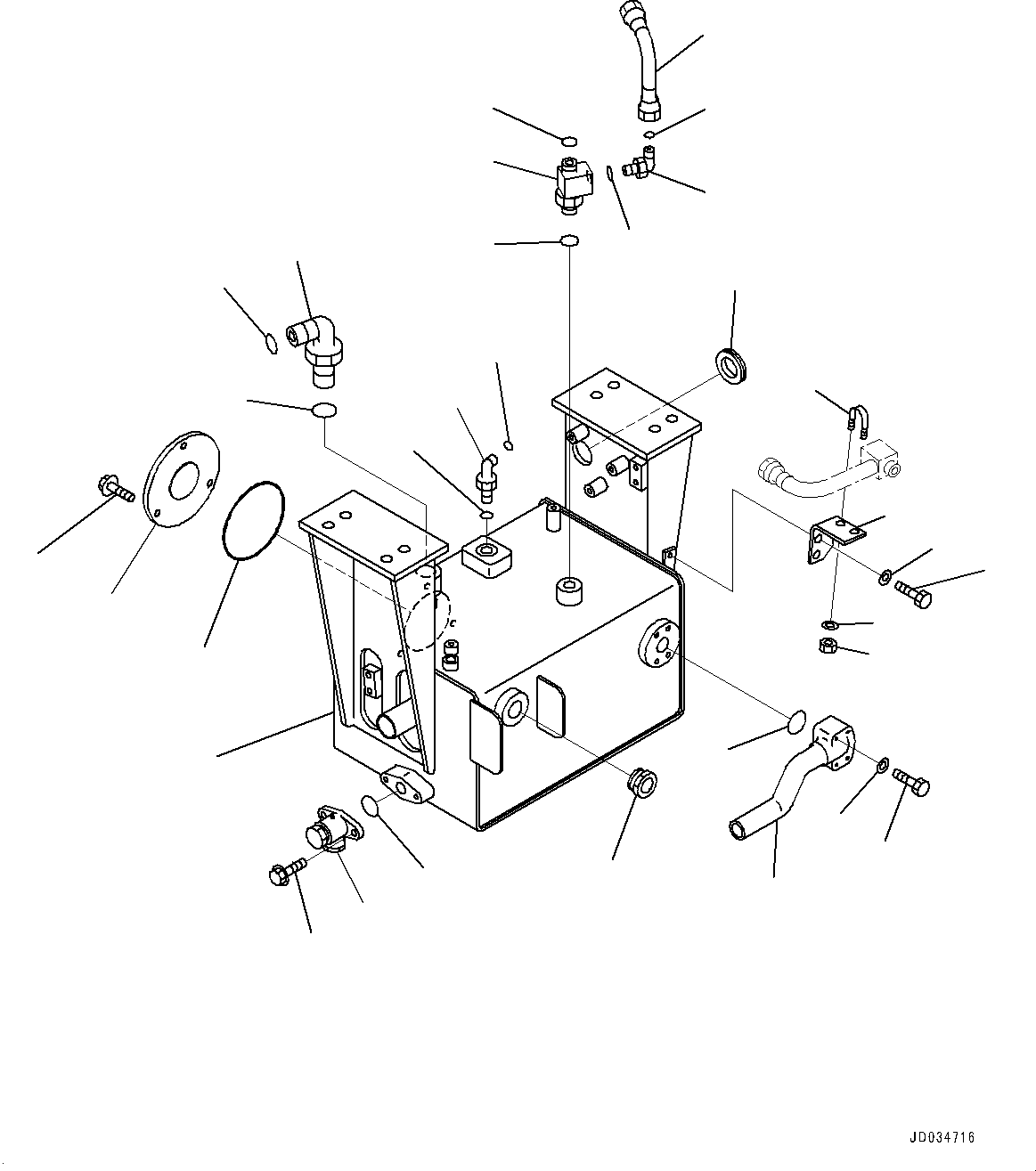 Komatsu parts book diagram for HD465-7E1 S/N 20001-UP (For EU): HYDRAULIC TANK, BRAKE SUB-TANK (1/2) (#20001-)