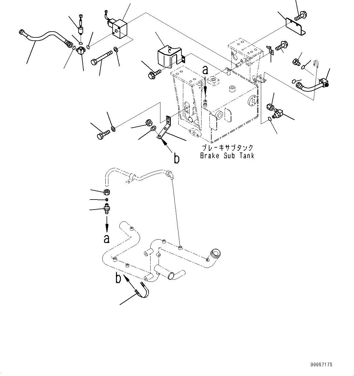 Komatsu parts book diagram for HD465-7E1 S/N 20001-UP (For EU): HYDRAULIC TANK, BRAKE SUB-TANK (2/2) (#20001-)