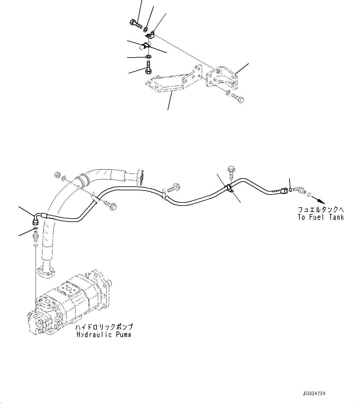 Komatsu parts book diagram for HD465-7E1 S/N 20001-UP (For EU): HYDRAULIC TANK, DUMP CONTROL PIPING (#20001-)