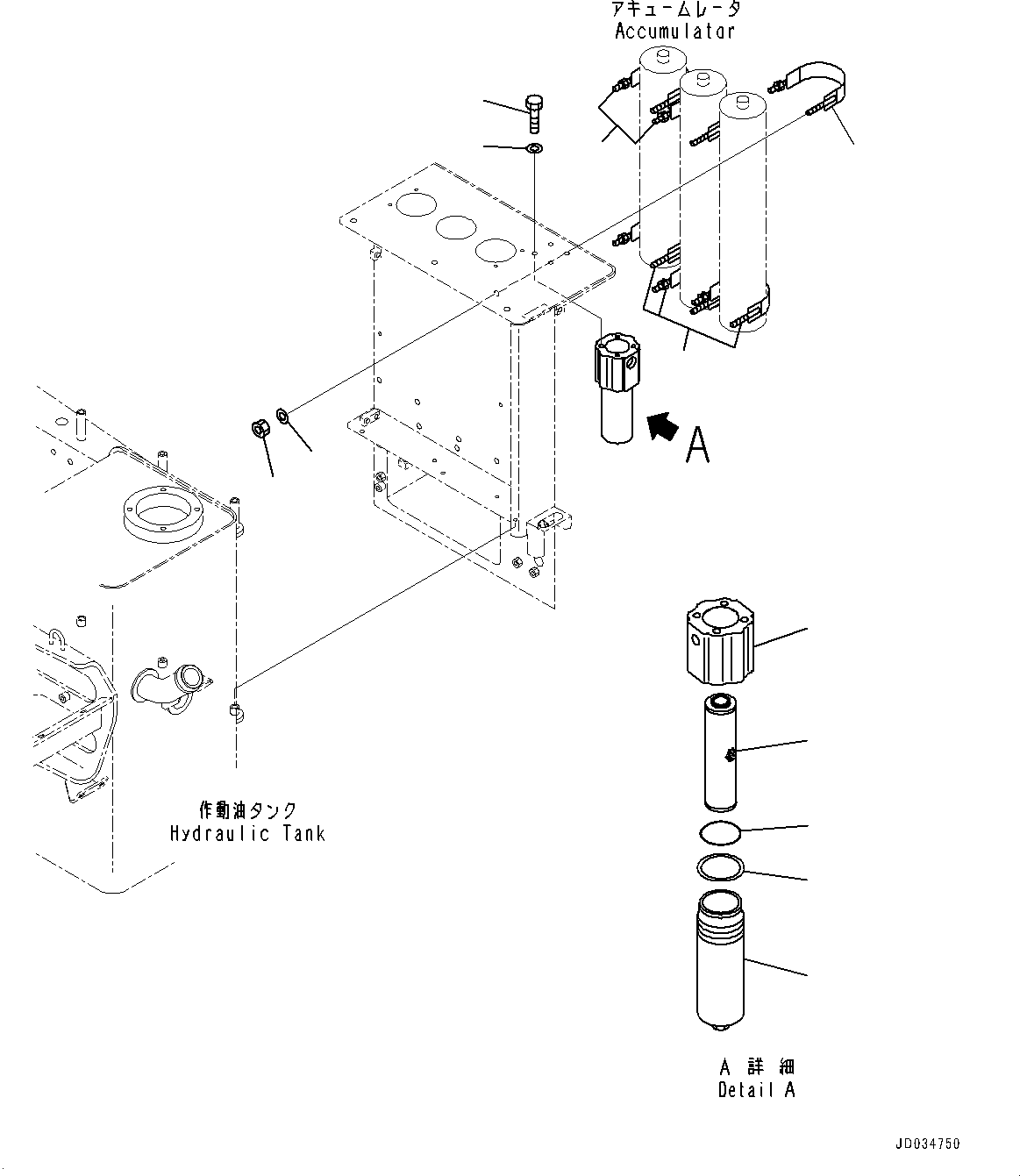 Komatsu parts book diagram for HD465-7E1 S/N 20001-UP (For EU): HYDRAULIC TANK, RELATED PARTS (4/8) (#20001-)
