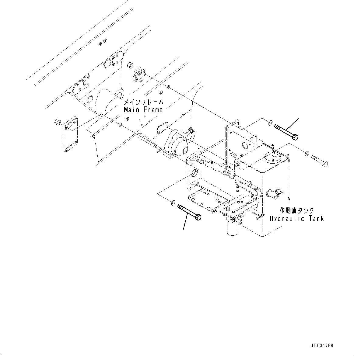 Komatsu parts book diagram for HD465-7E1 S/N 20001-UP (For EU): HYDRAULIC TANK, MOUNTING (3/10) (#20001-20001)