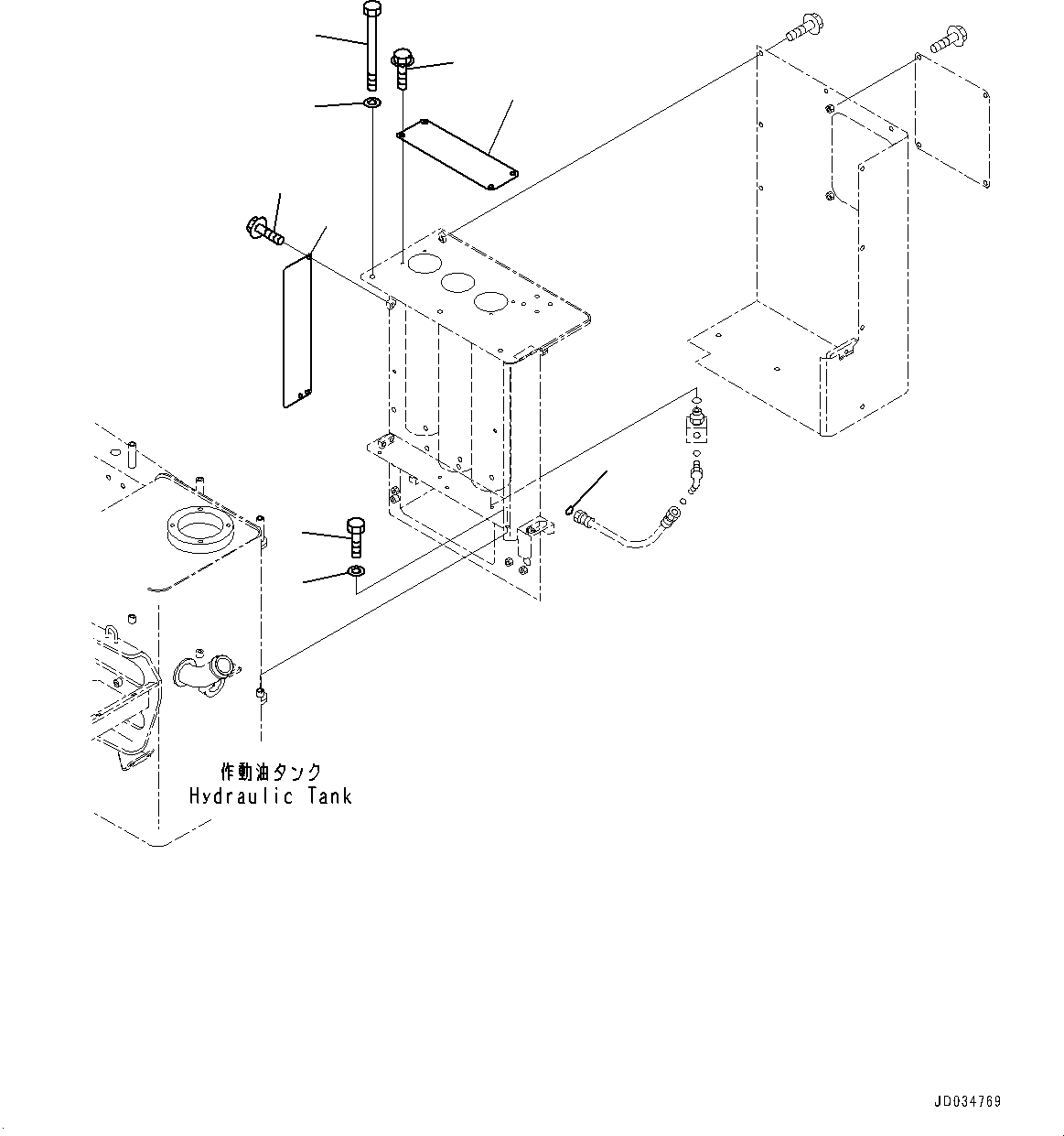 Komatsu parts book diagram for HD465-7E1 S/N 20001-UP (For EU): HYDRAULIC TANK, MOUNTING (4/10) (#20001-)