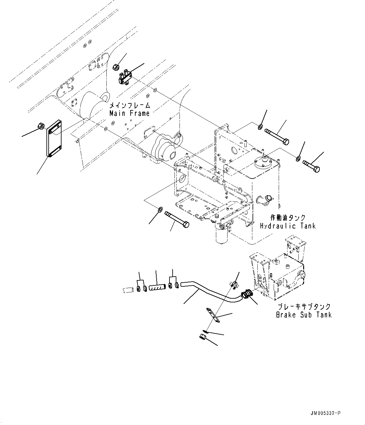 Komatsu parts book diagram for HD465-7E1 S/N 20001-UP (For EU): HYDRAULIC TANK, MOUNTING (8/10) (#20002-)