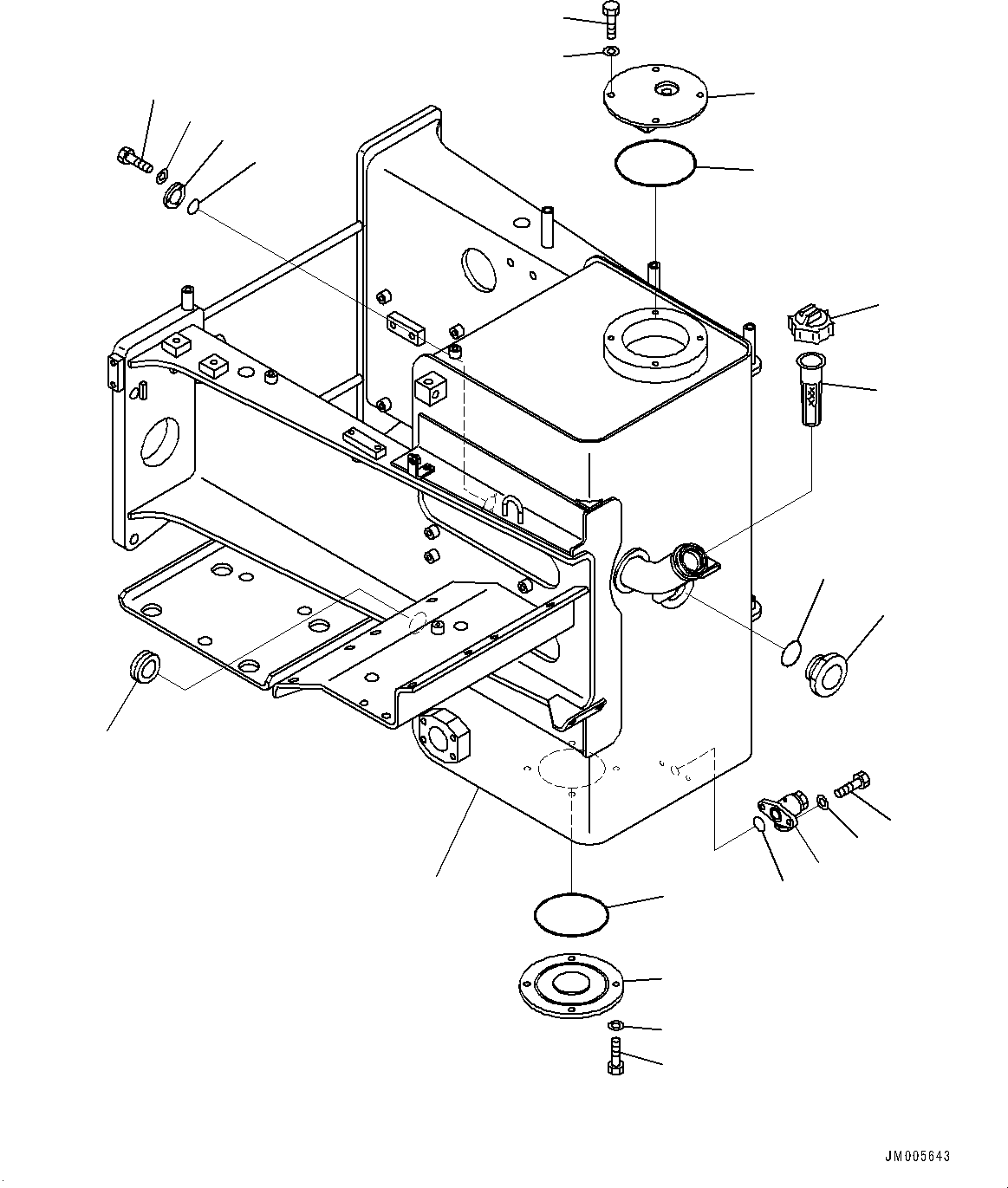 Komatsu parts book diagram for HD465-7E1 S/N 20001-UP (For EU): HYDRAULIC TANK, TANK (#20005-)