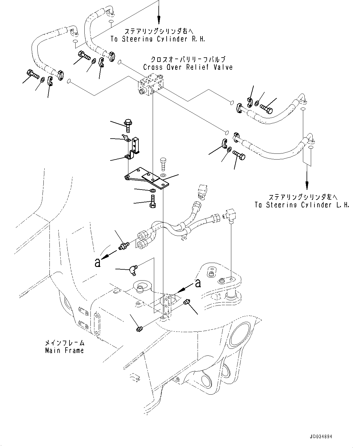Komatsu parts book diagram for HD465-7E1 S/N 20001-UP (For EU): STEERING AND HOIST HYDRAULIC PIPING, RELATED PARTS (#20001-)