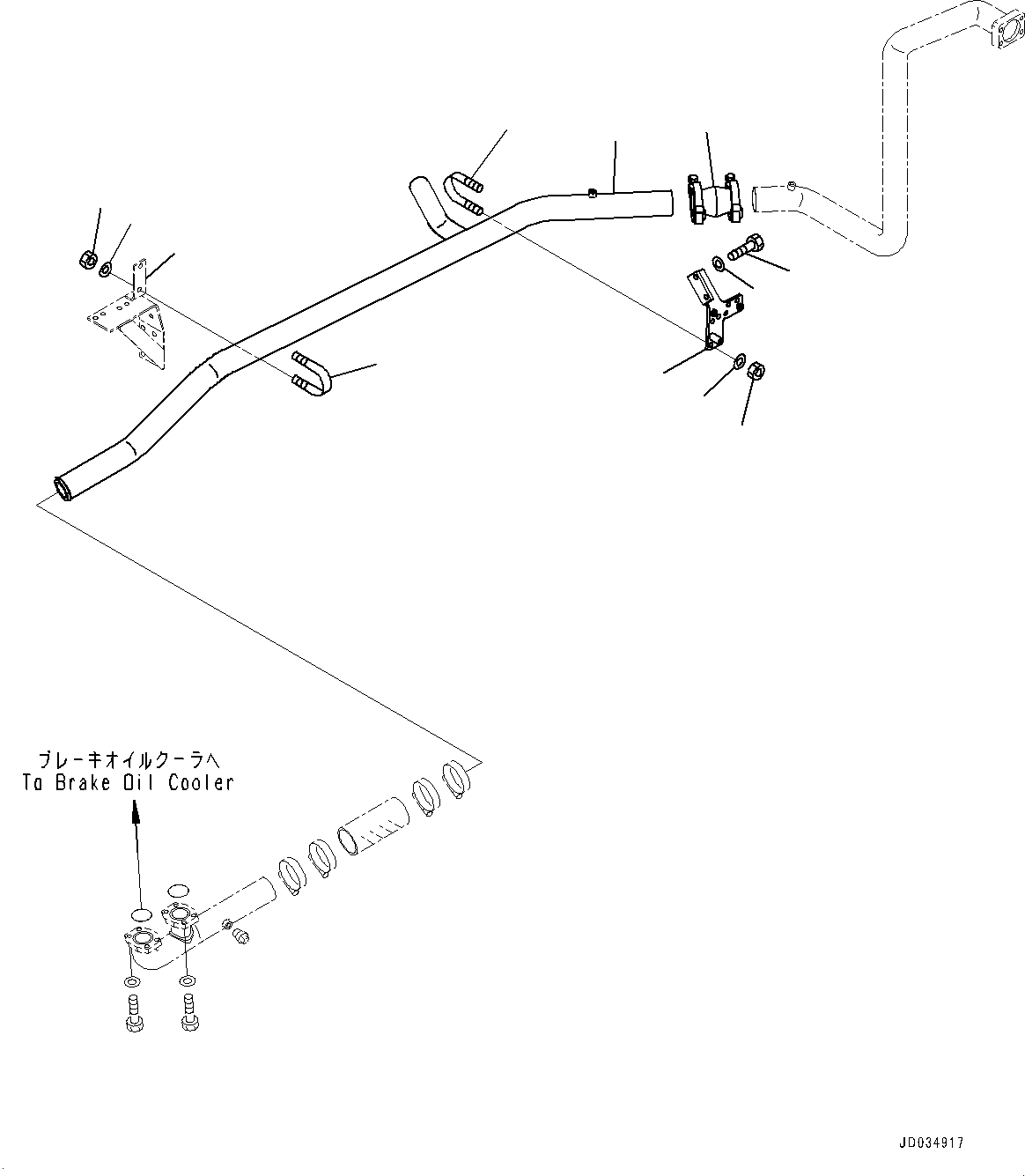 Komatsu parts book diagram for HD465-7E1 S/N 20001-UP (For EU): BRAKE OIL COOLING PIPING, PIPING (#20001-)