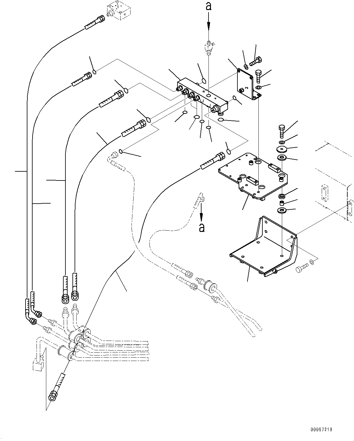 Komatsu parts book diagram for HD465-7E1 S/N 20001-UP (For EU): BRAKE PIPING, PIPING (1/5) (#20001-)