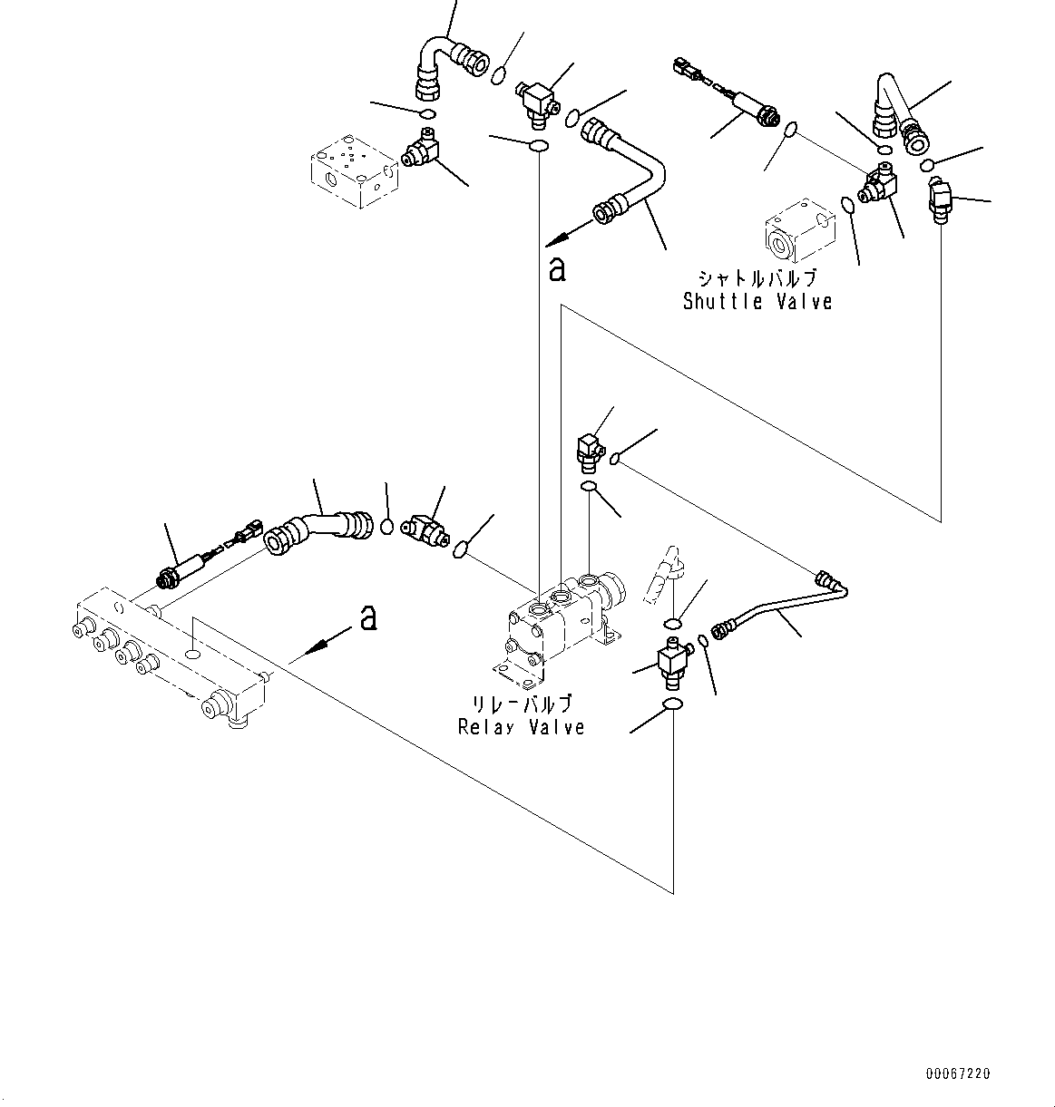 Komatsu parts book diagram for HD465-7E1 S/N 20001-UP (For EU): BRAKE PIPING, PIPING (2/5) (#20001-)