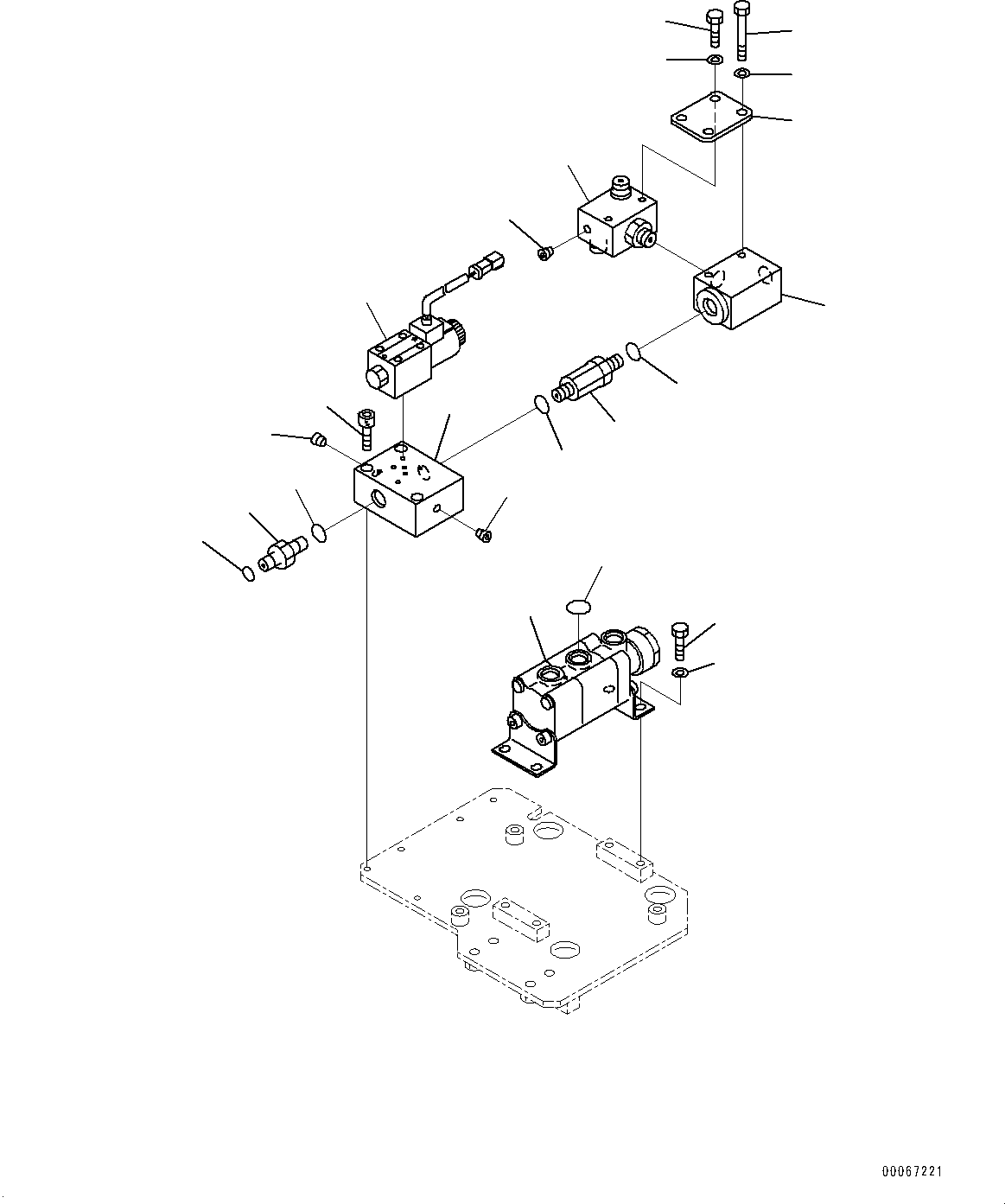 Komatsu parts book diagram for HD465-7E1 S/N 20001-UP (For EU): BRAKE PIPING, SHUTTLE VALVE (1/2) (#20001-)