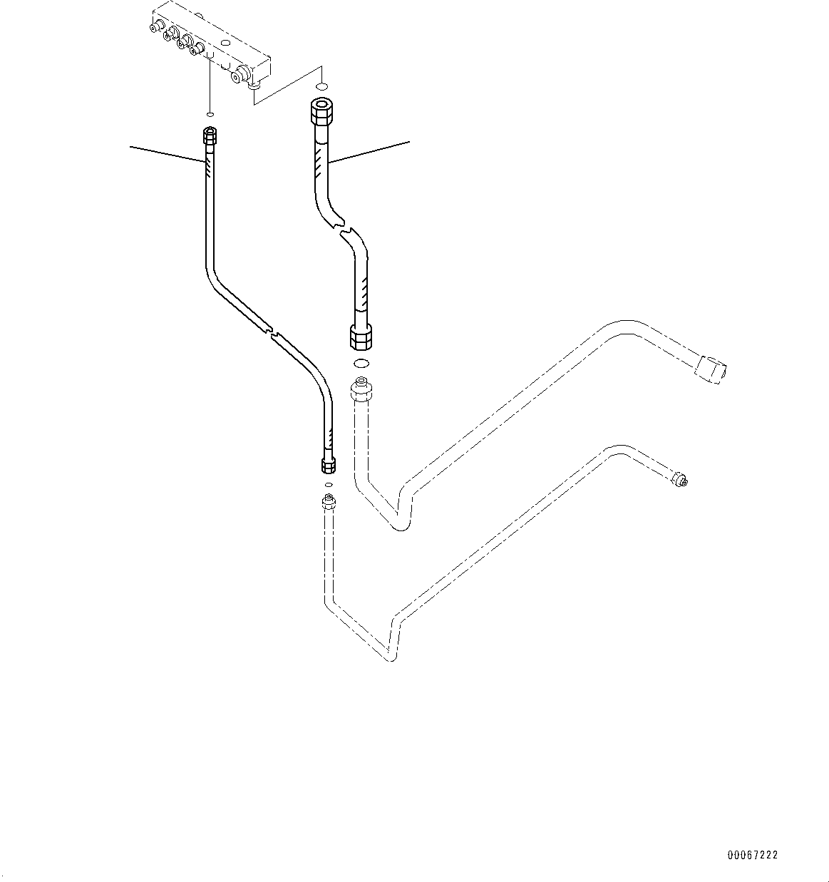 Komatsu parts book diagram for HD465-7E1 S/N 20001-UP (For EU): BRAKE PIPING, BRAKE VALVE PIPING, DRAIN (#20001-)