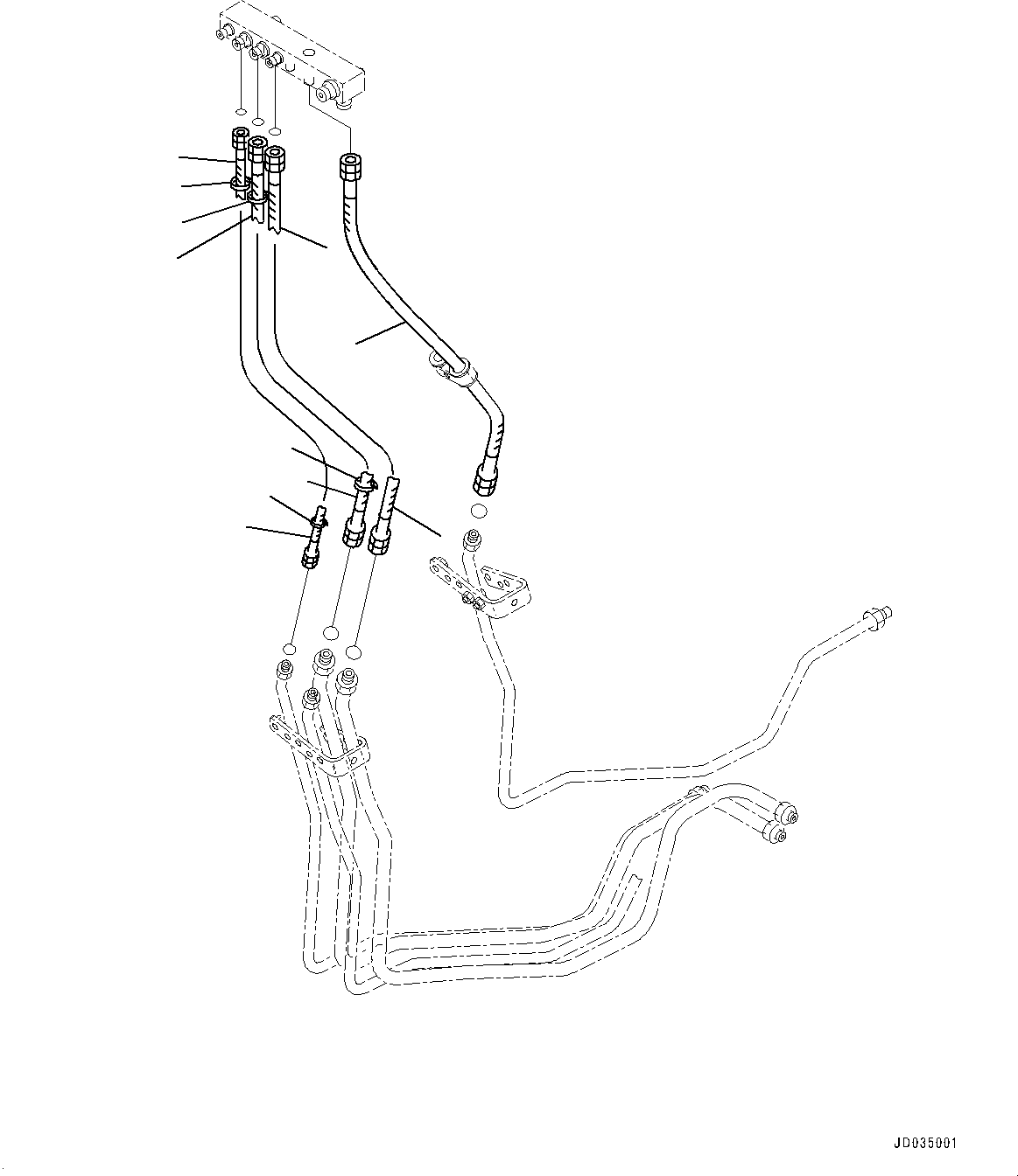 Komatsu parts book diagram for HD465-7E1 S/N 20001-UP (For EU): BRAKE PIPING, PIPING (4/5) (#20001-)