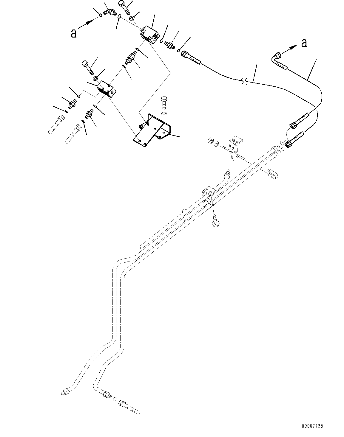 Komatsu parts book diagram for HD465-7E1 S/N 20001-UP (For EU): BRAKE PIPING, SHUTTLE VALVE (2/2) (#20001-)