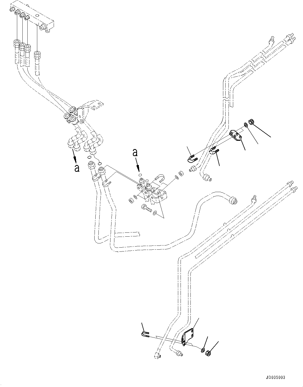 Komatsu parts book diagram for HD465-7E1 S/N 20001-UP (For EU): BRAKE PIPING, CLAMP (1/2) (#20001-)