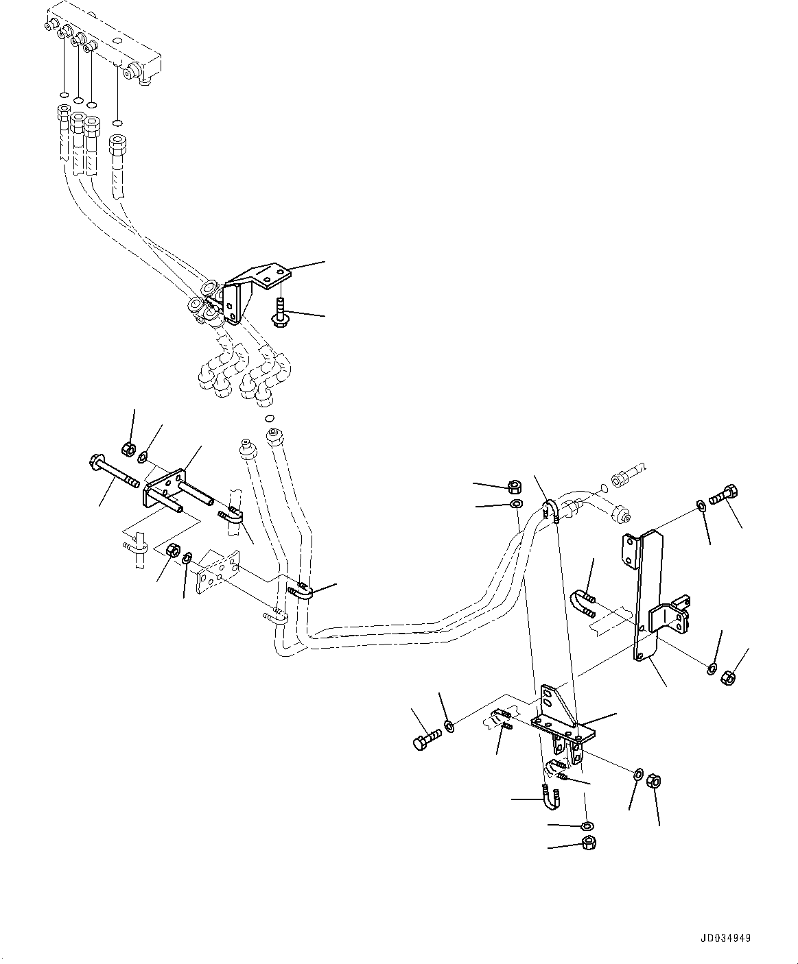 Komatsu parts book diagram for HD465-7E1 S/N 20001-UP (For EU): BRAKE PIPING, MOUNTING BRACKET (#20001-)