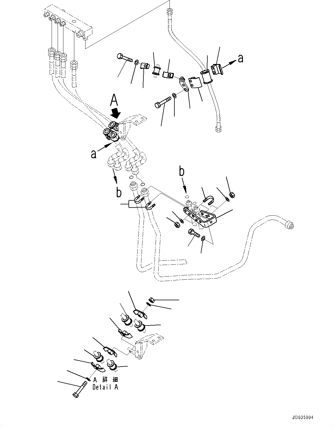 Komatsu parts book diagram for HD465-7E1 S/N 20001-UP (For EU): BRAKE PIPING, CLAMP (2/2) (#20001-)