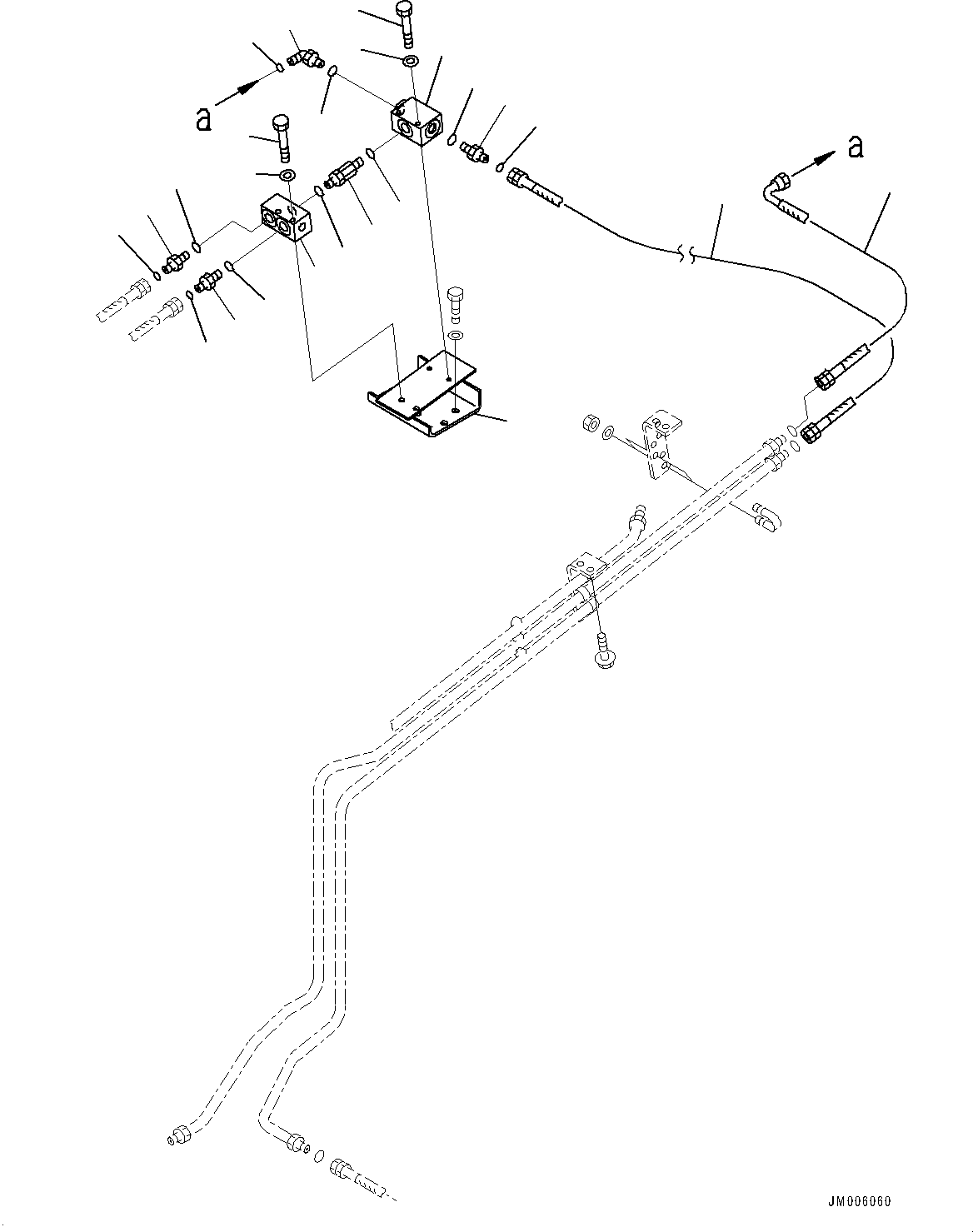Komatsu parts book diagram for HD465-7E1 S/N 20001-UP (For EU): BRAKE PIPING, SHUTTLE VALVE (2/2) (#20001-)