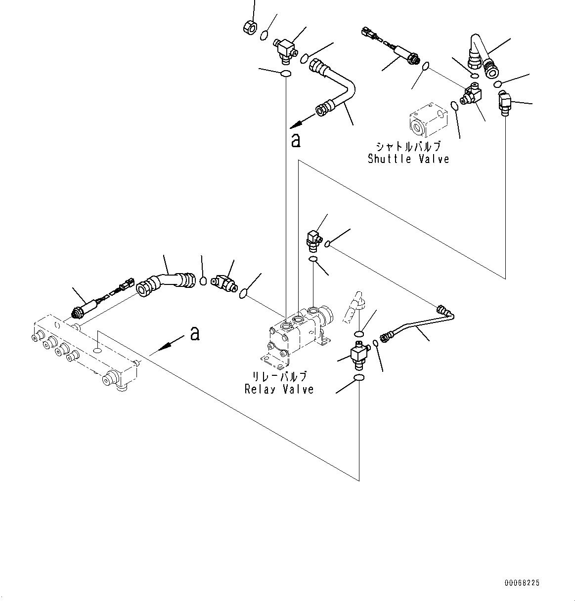 Komatsu parts book diagram for HD465-7E1 S/N 20001-UP (For EU): BRAKE PIPING, PIPING (2/6) (#20001-)
