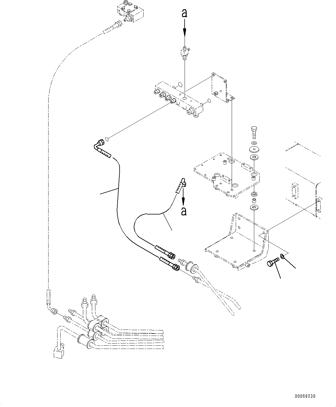 Komatsu parts book diagram for HD465-7E1 S/N 20001-UP (For EU): BRAKE PIPING, PIPING (6/6) (#20001-)
