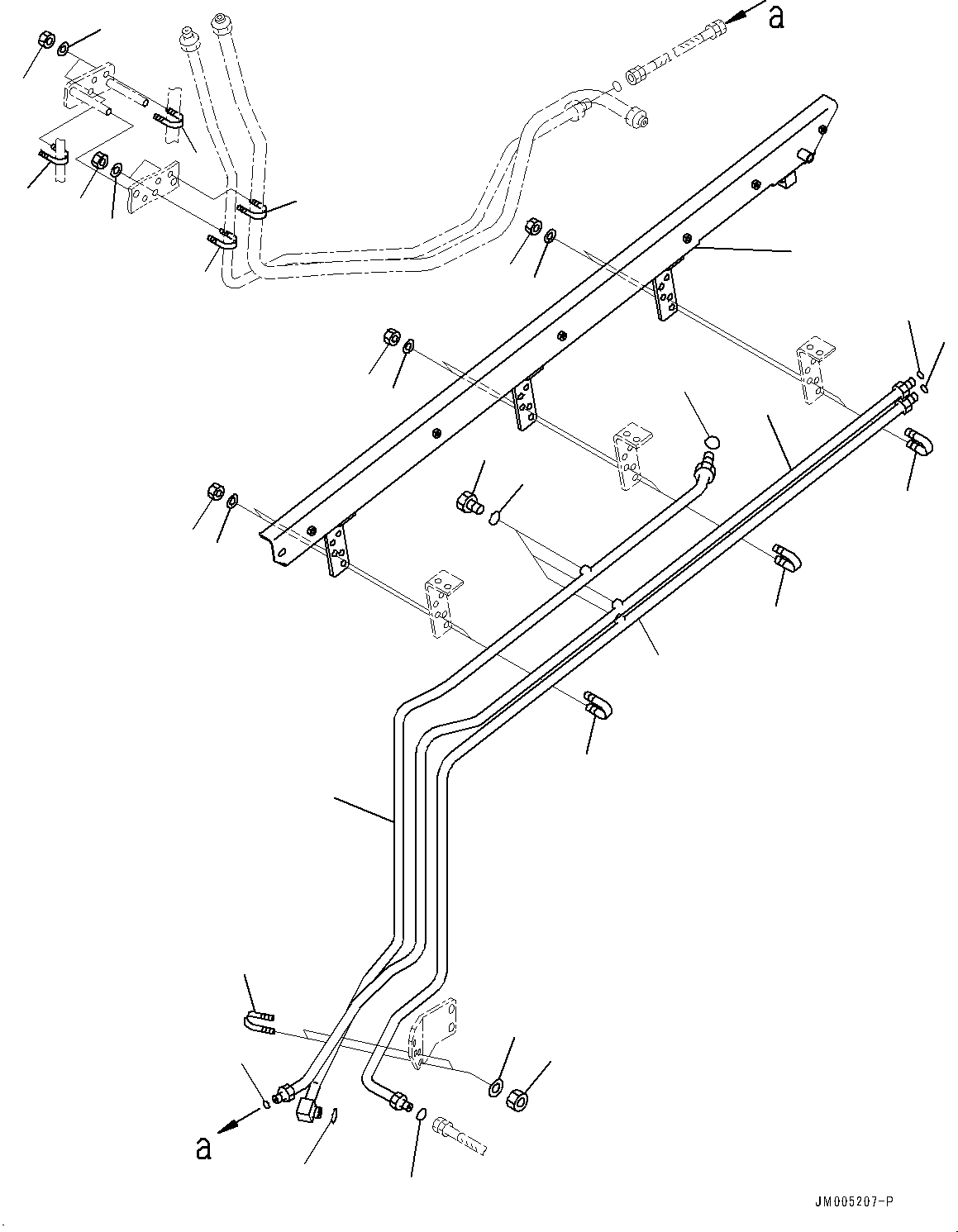 Komatsu parts book diagram for HD465-7E1 S/N 20001-UP (For EU): BRAKE PIPING, PARKING BRAKE PIPING (1/3) (#20001-)