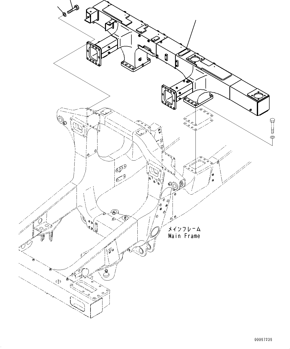 Komatsu parts book diagram for HD465-7E1 S/N 20001-UP (For EU): REAR SUPPORT, SUPPORT (#20001-)