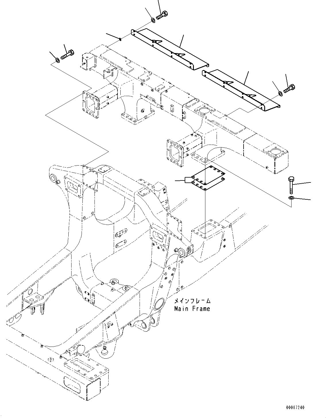 Komatsu parts book diagram for HD465-7E1 S/N 20001-UP (For EU): REAR SUPPORT, RELATED PARTS (#20001-)