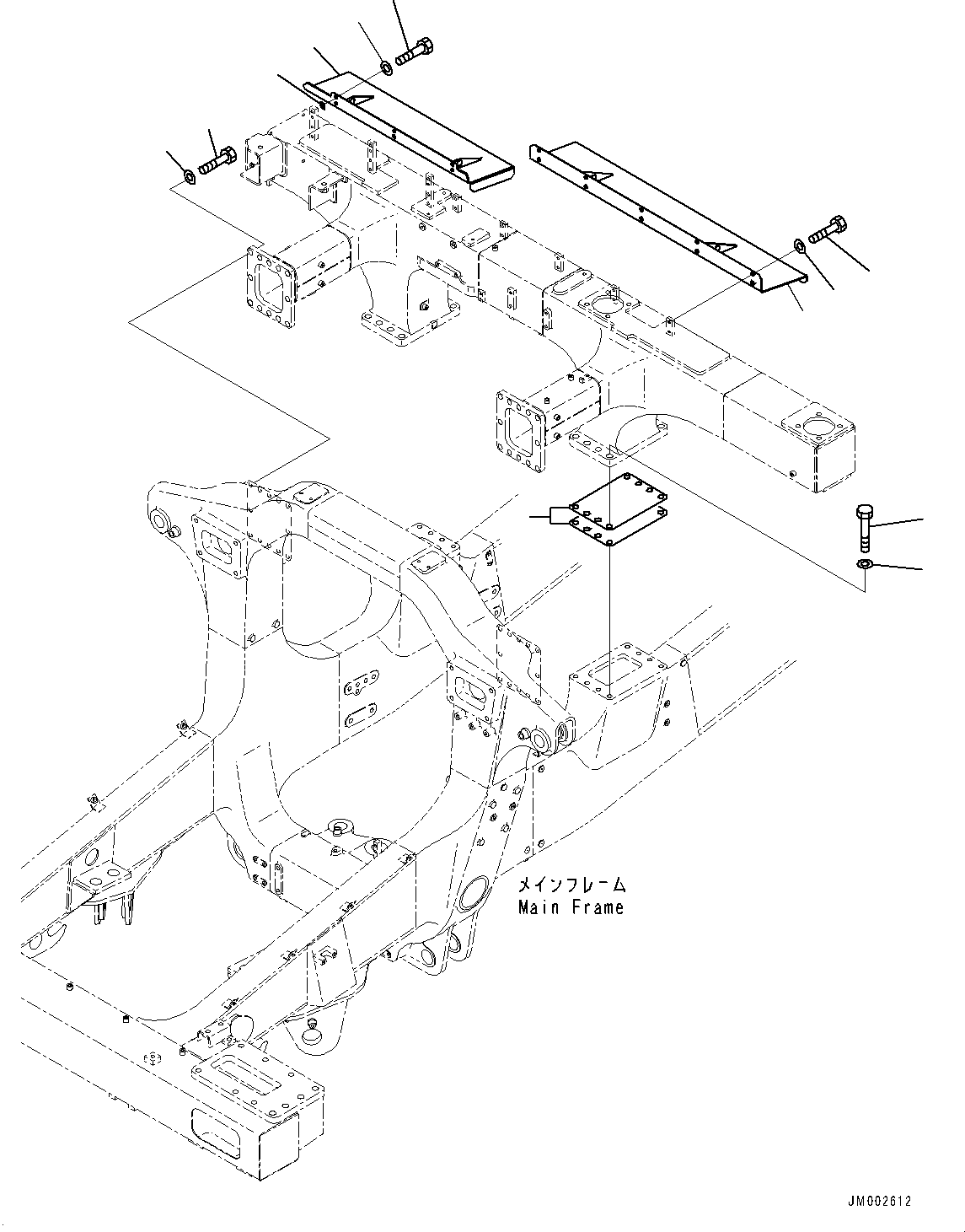 Komatsu parts book diagram for HD465-7E1 S/N 20001-UP (For EU): REAR SUPPORT, RELATED PARTS (#20001-)