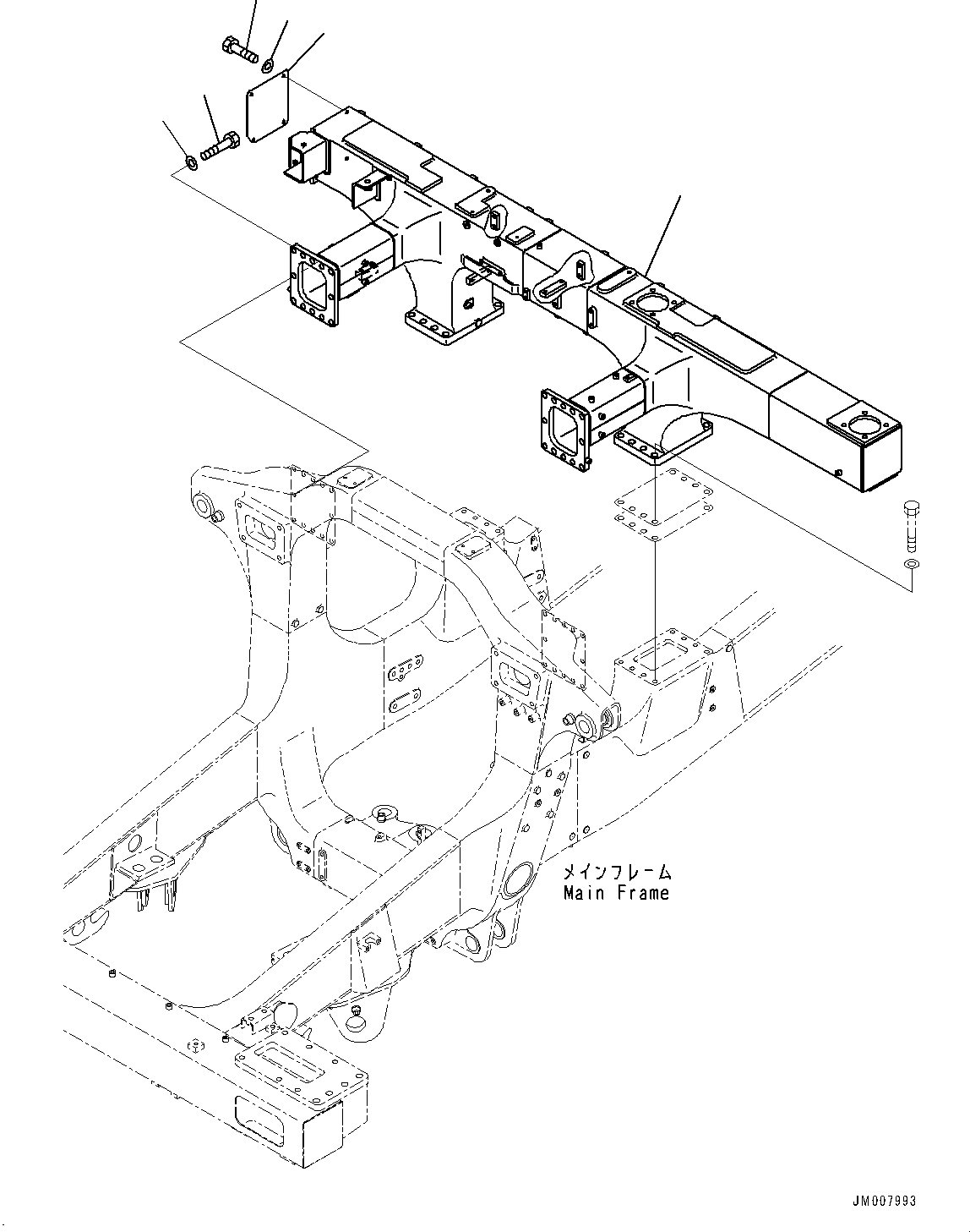 Komatsu parts book diagram for HD465-7E1 S/N 20001-UP (For EU): REAR SUPPORT, SUPPORT (#20001-)