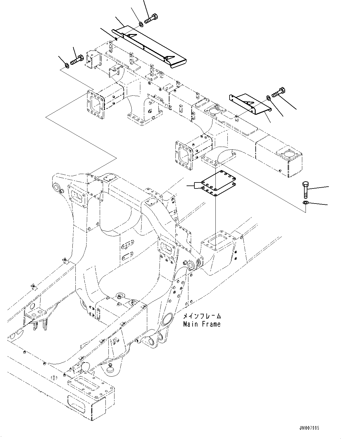 Komatsu parts book diagram for HD465-7E1 S/N 20001-UP (For EU): REAR SUPPORT, RELATED PARTS (#20001-)