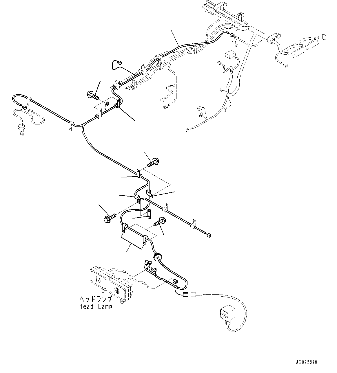 Komatsu parts book diagram for HD465-7E1 S/N 20001-UP (For EU): FRONT SUPPORT, WIRING HARNESS, L.H. (#20001-)