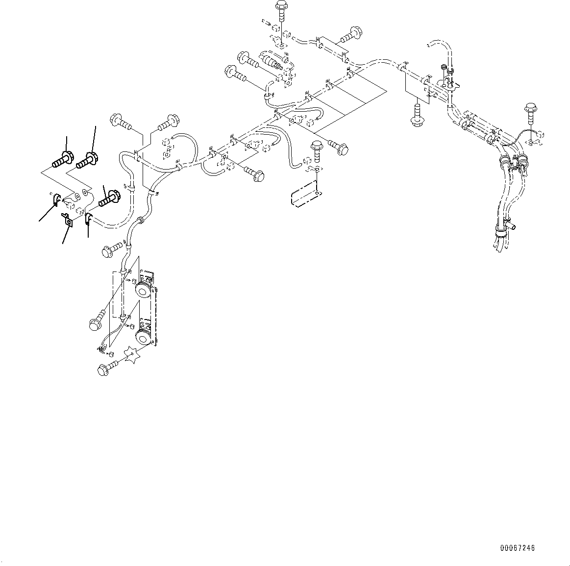 Komatsu parts book diagram for HD465-7E1 S/N 20001-UP (For EU): FRONT SUPPORT, WIRING HARNESS, R.H. (#20001-)