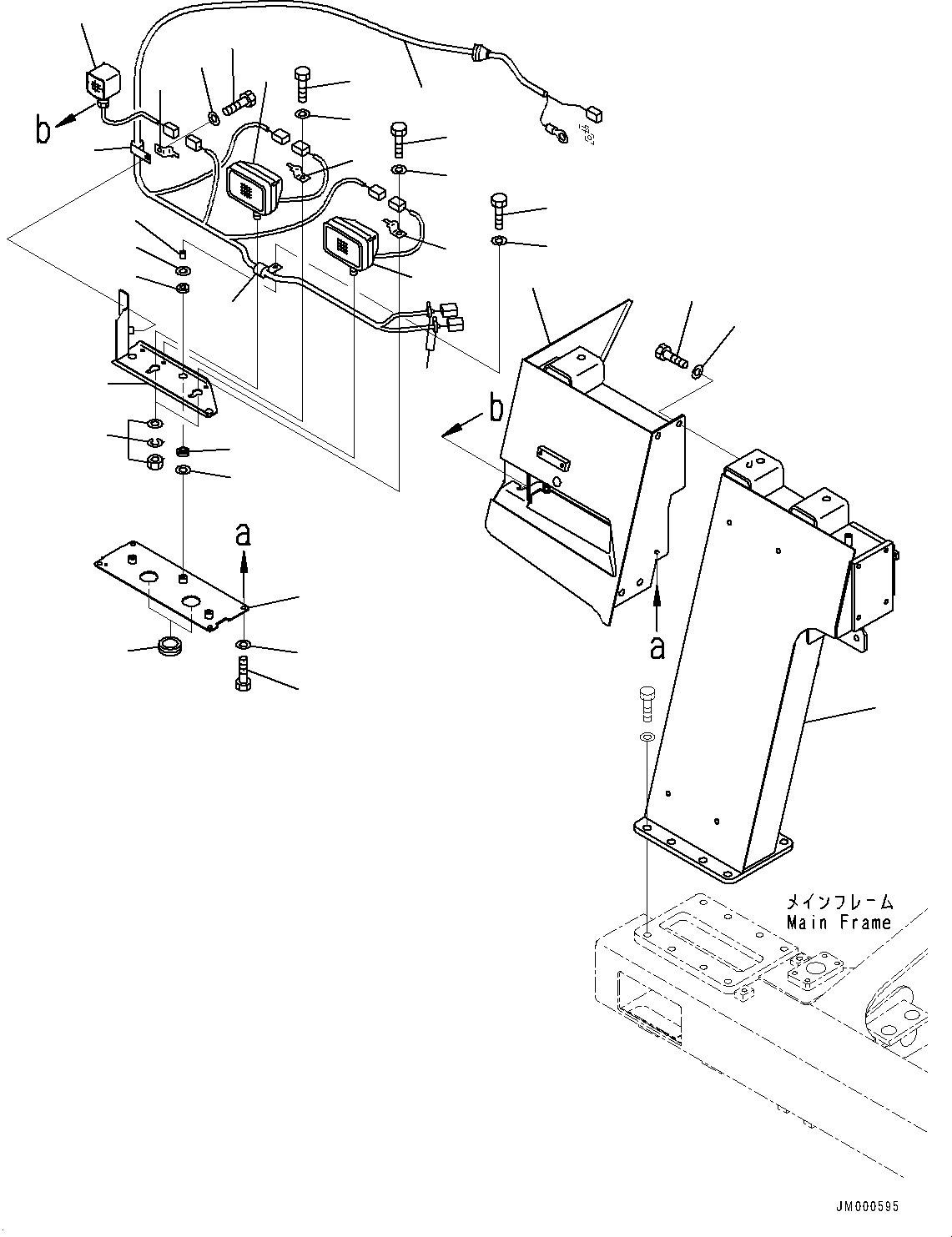 Komatsu parts book diagram for HD465-7E1 S/N 20001-UP (For EU): FRONT SUPPORT, R.H. (#20001-)