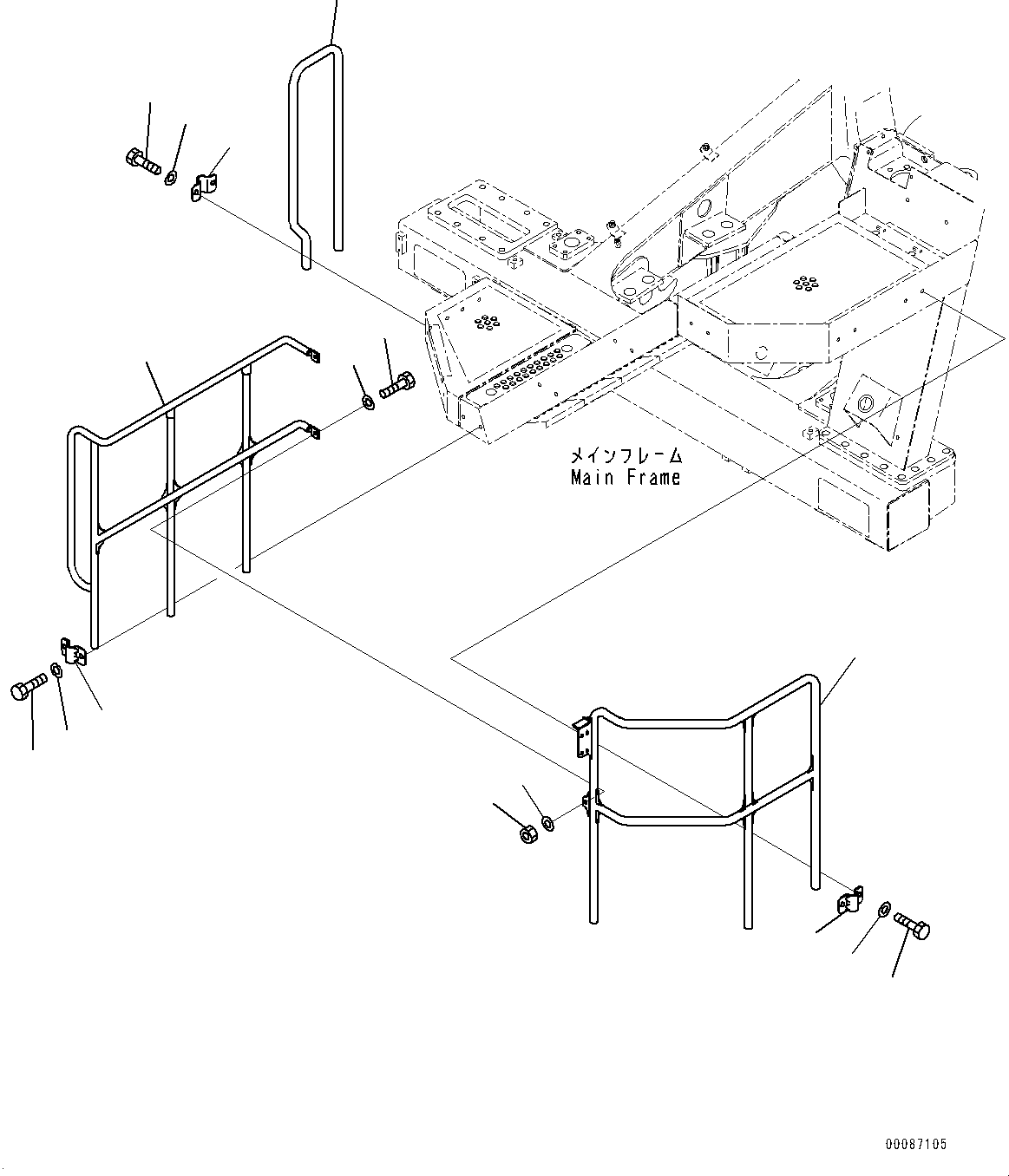 Komatsu parts book diagram for HD465-7E1 S/N 20001-UP (For EU): LADDER, GUARD (#20001-)