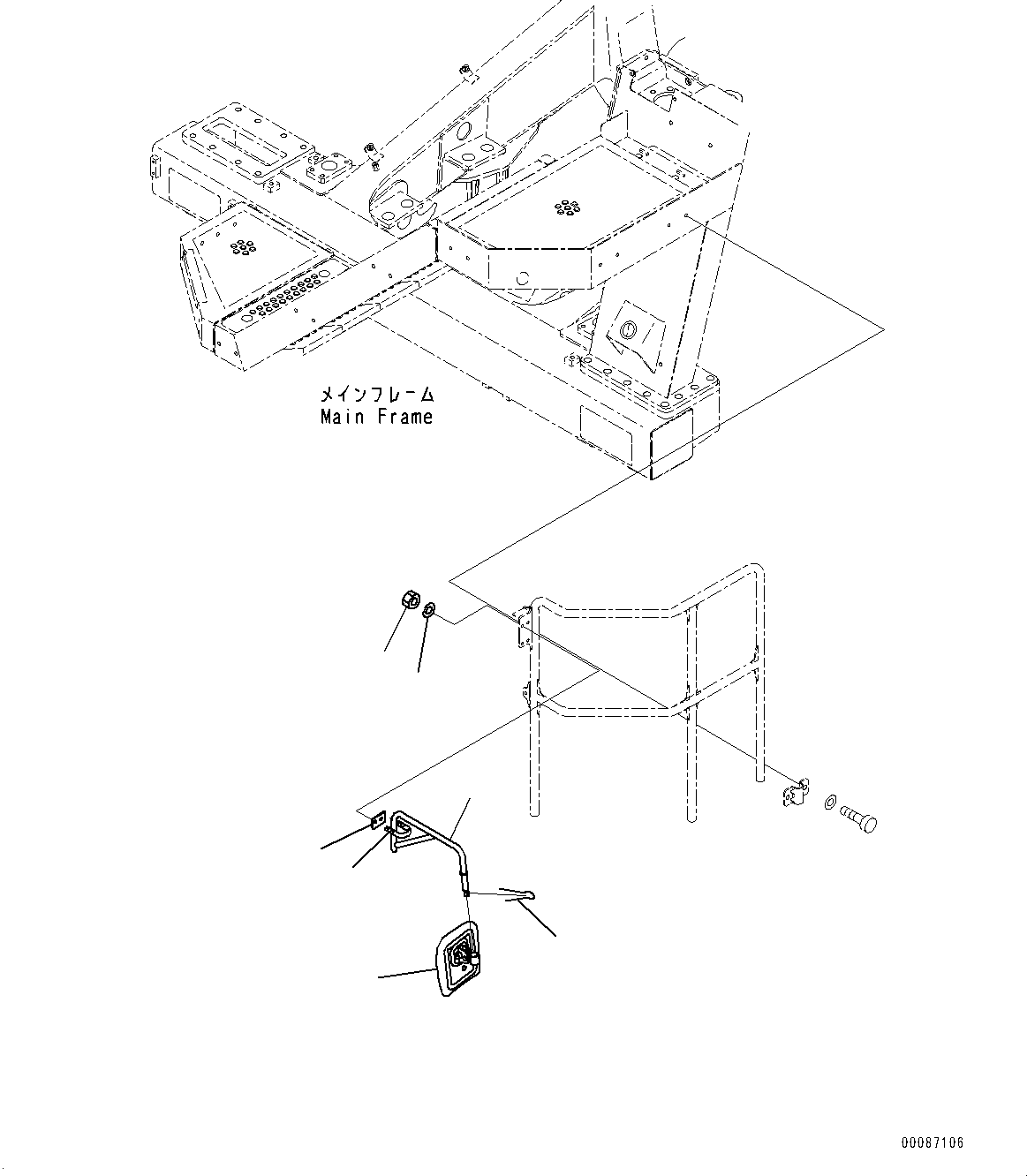 Komatsu parts book diagram for HD465-7E1 S/N 20001-UP (For EU): LADDER, UNDER MIRROR (#20001-)