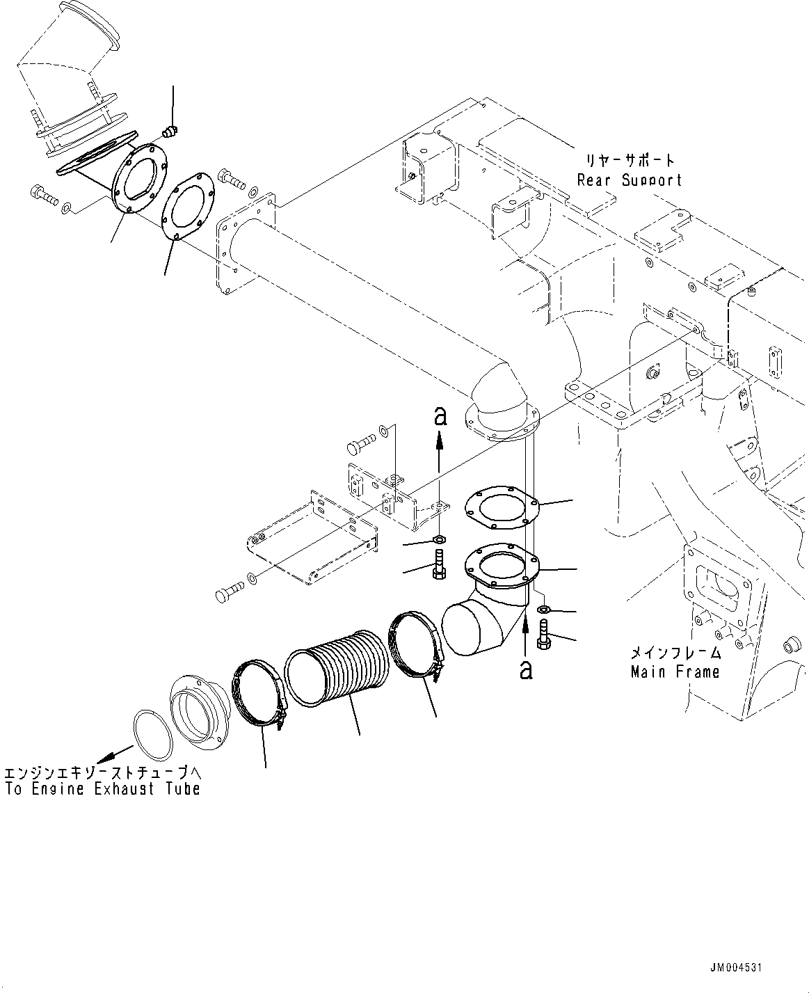Komatsu parts book diagram for HD465-7E1 S/N 20001-UP (For EU): EXHAUST PIPING (#20001-)