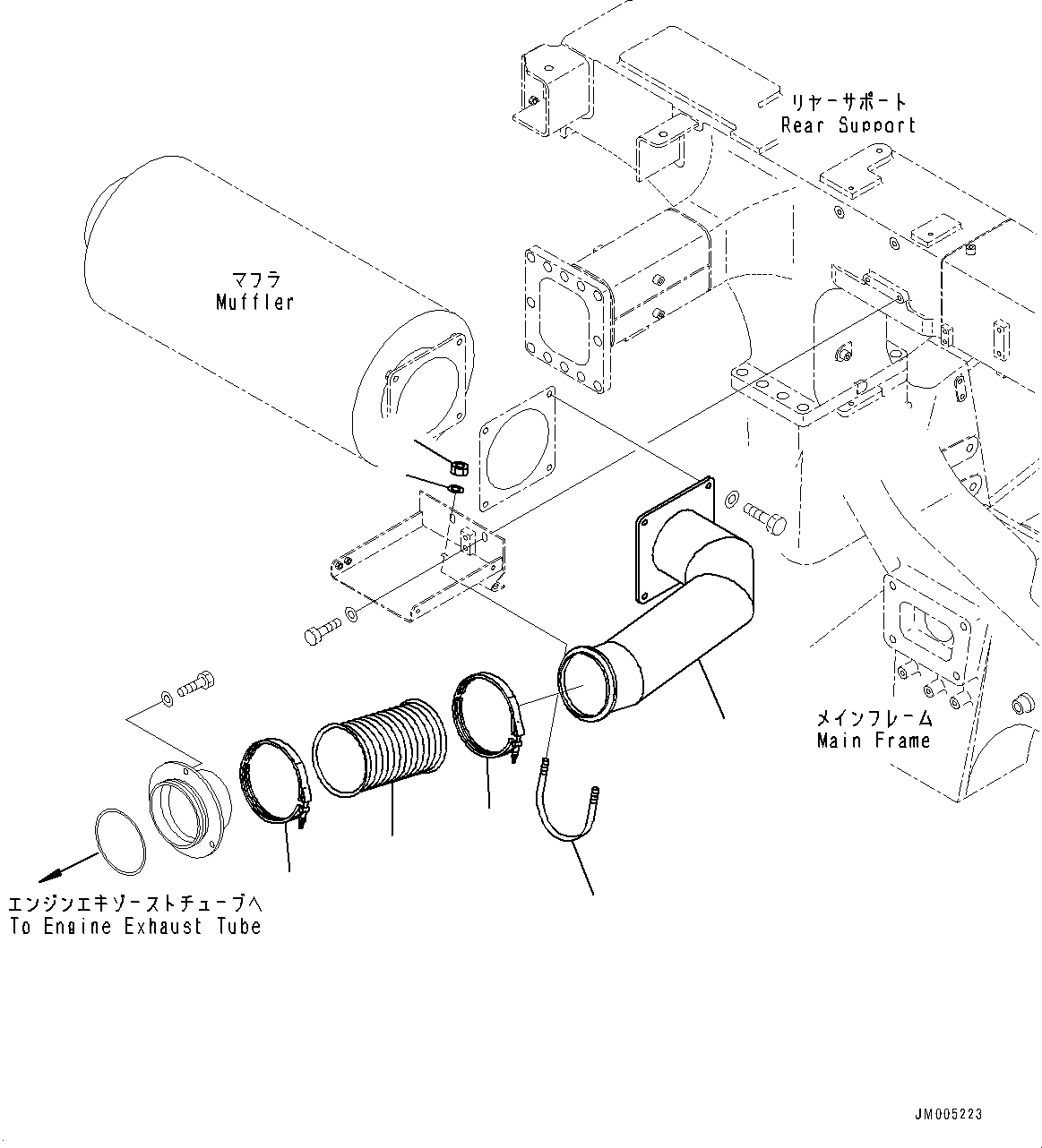 Komatsu parts book diagram for HD465-7E1 S/N 20001-UP (For EU): EXHAUST PIPING (#20001-)