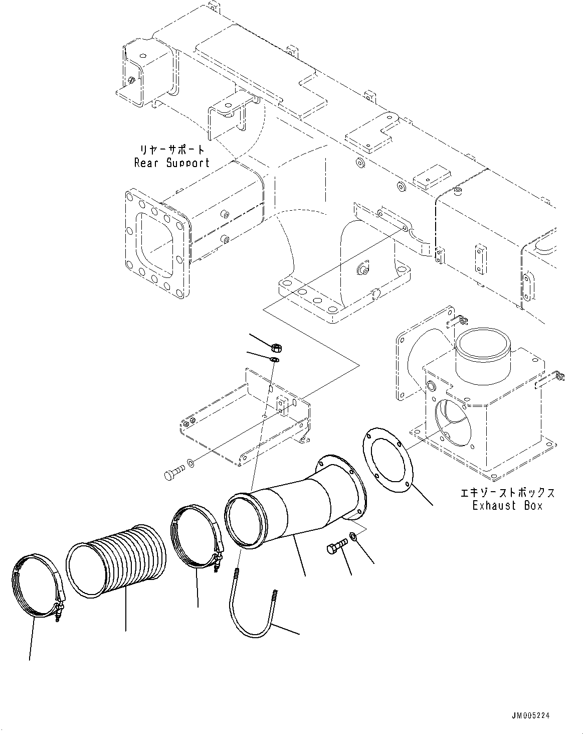 Komatsu parts book diagram for HD465-7E1 S/N 20001-UP (For EU): EXHAUST PIPING (#20001-)