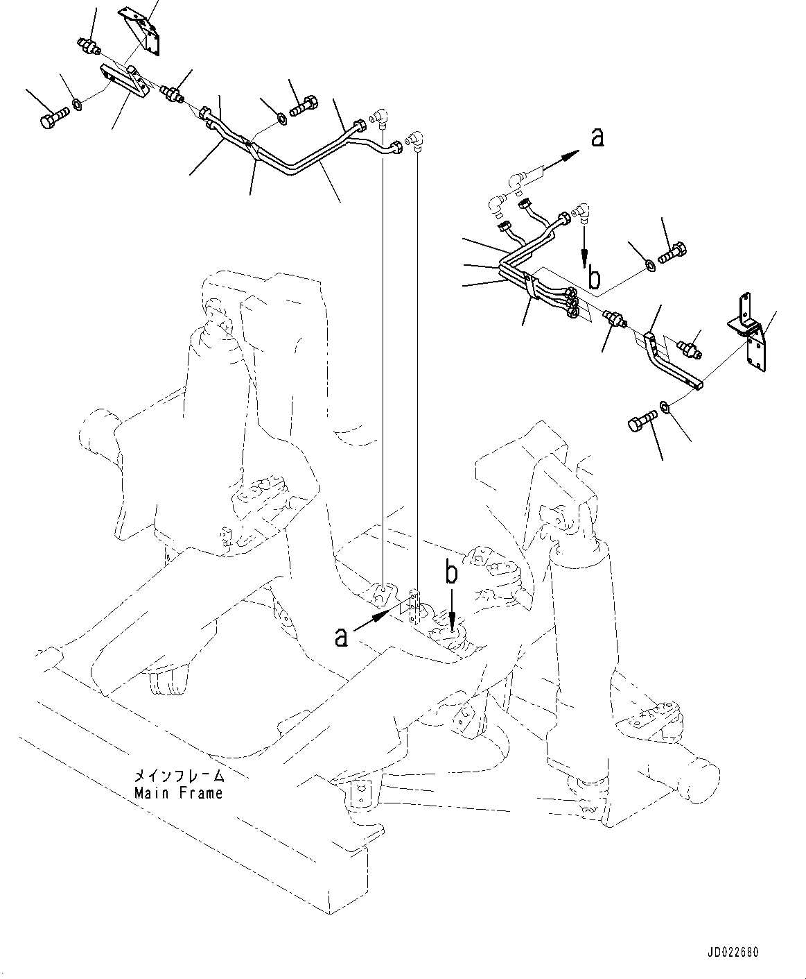 Komatsu parts book diagram for HD465-7E1 S/N 20001-UP (For EU): STEERING LINKAGE, LUBRICATION PIPING (#20001-)