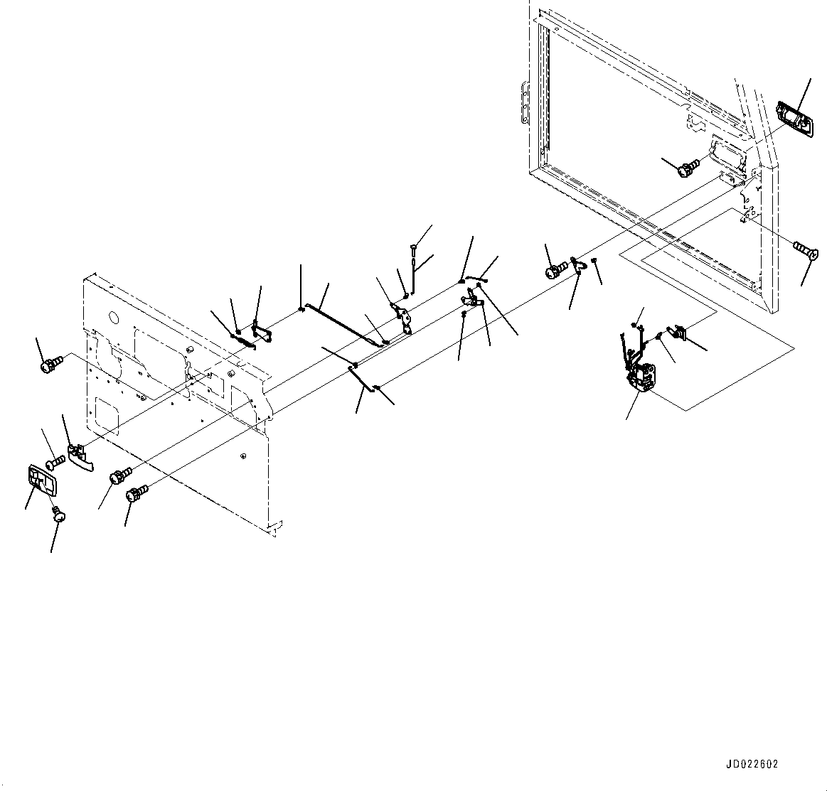 Komatsu parts book diagram for HD465-7E1 S/N 20001-UP (For EU): CAB, DOOR LOCK, L.H. (#20001-)