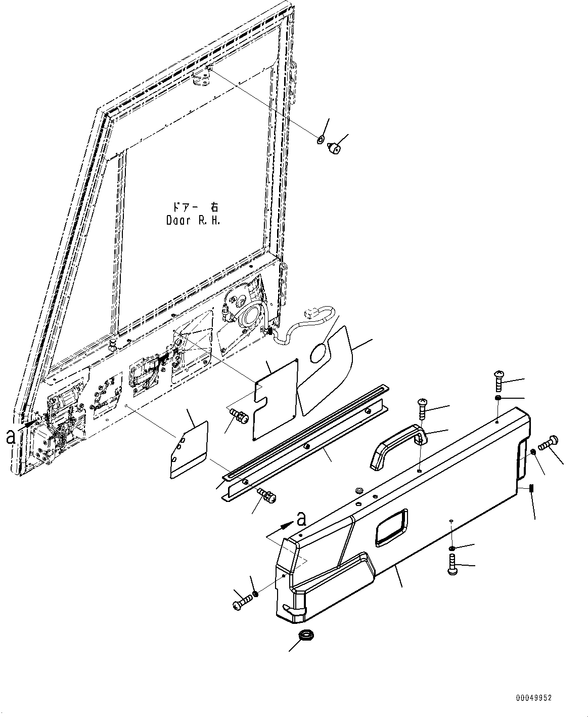 Komatsu parts book diagram for HD465-7E1 S/N 20001-UP (For EU): CAB, DOOR COVER, R.H. (#20001-)