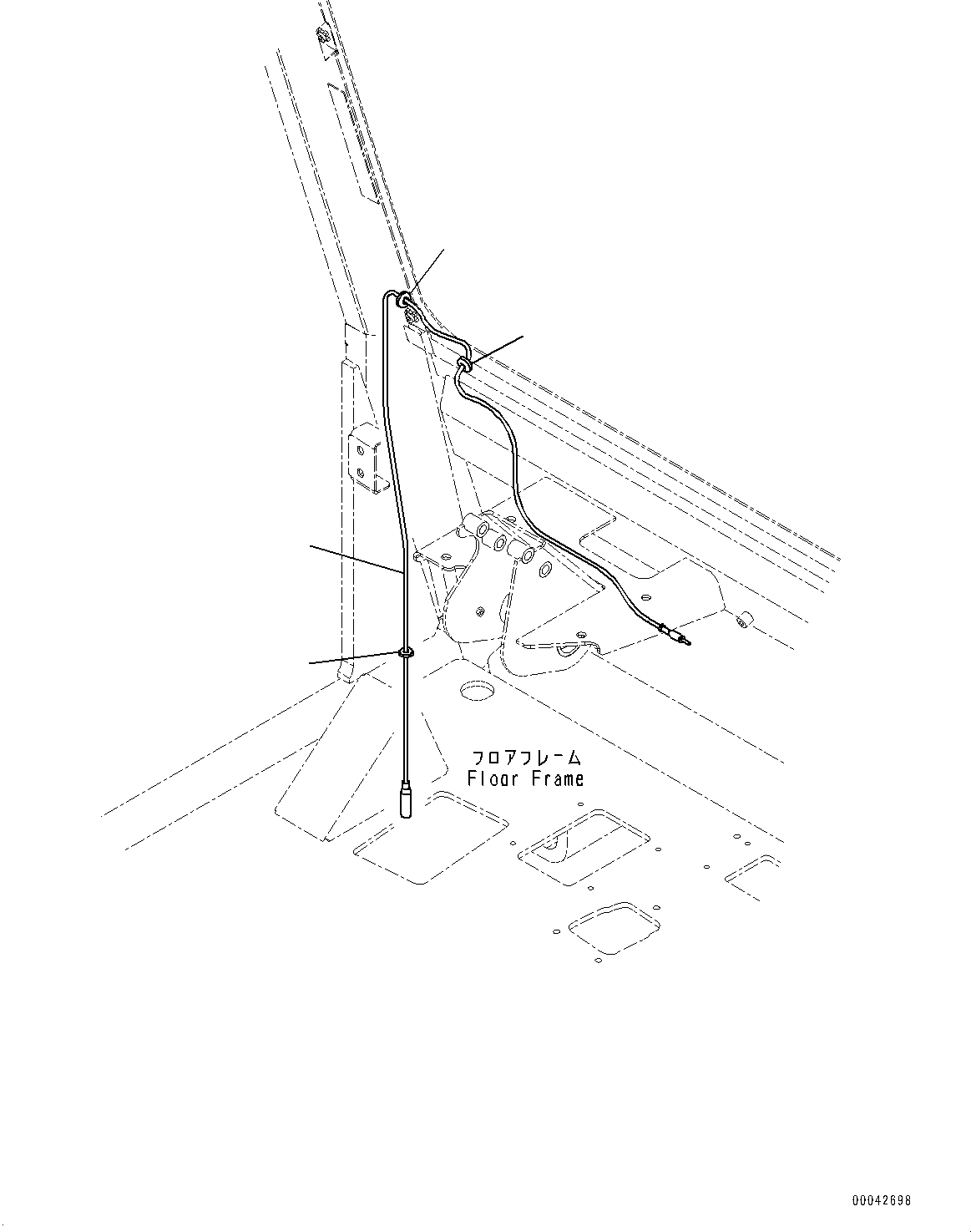 Komatsu parts book diagram for HD465-7E1 S/N 20001-UP (For EU): CAB, ANTENNA CABLE (#20001-)