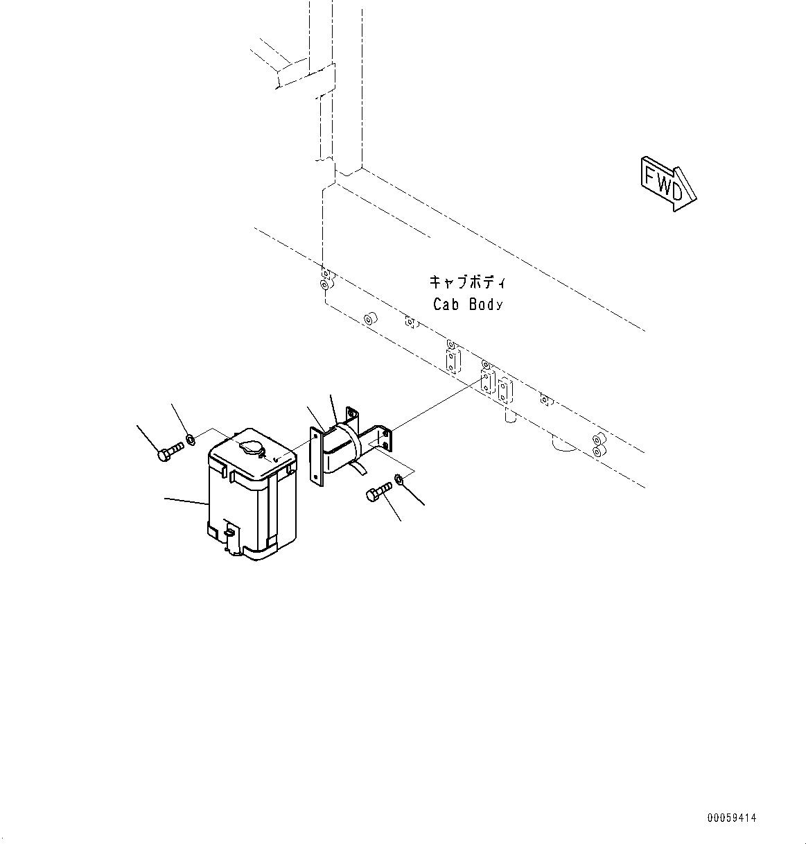 Komatsu parts book diagram for HD465-7E1 S/N 20001-UP (For EU): CAB, WINDOW WASHER TANK (#20001-)